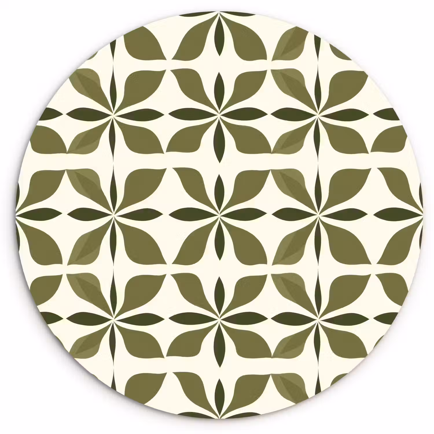 Botanisch - Retro - Groen Wandcirkel kunststof plaat 5mm dik klein 188 -3d