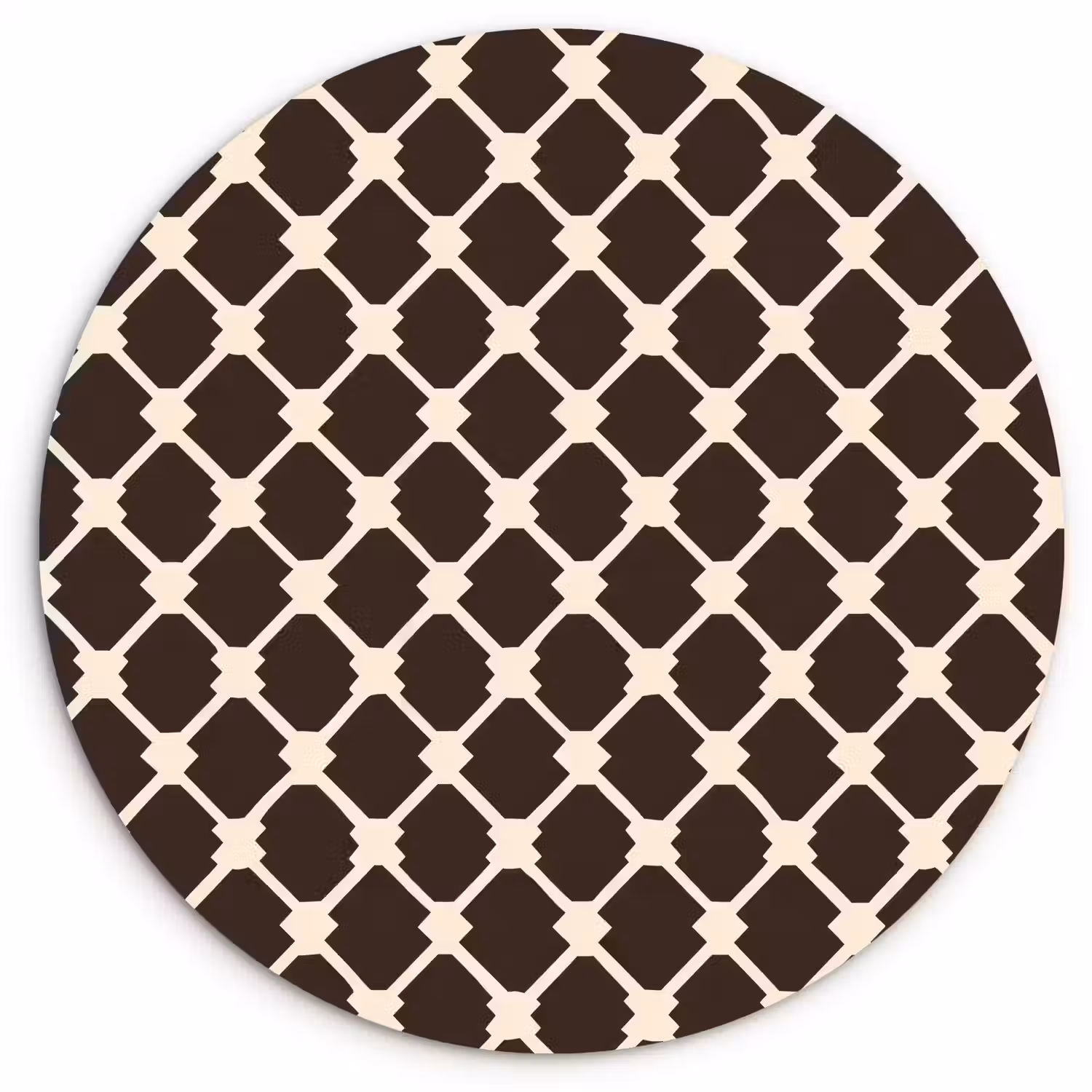 Bruin - Ruitpatroon - Geometrisch Wandcirkel kunststof plaat 5mm dik klein 188 -3d