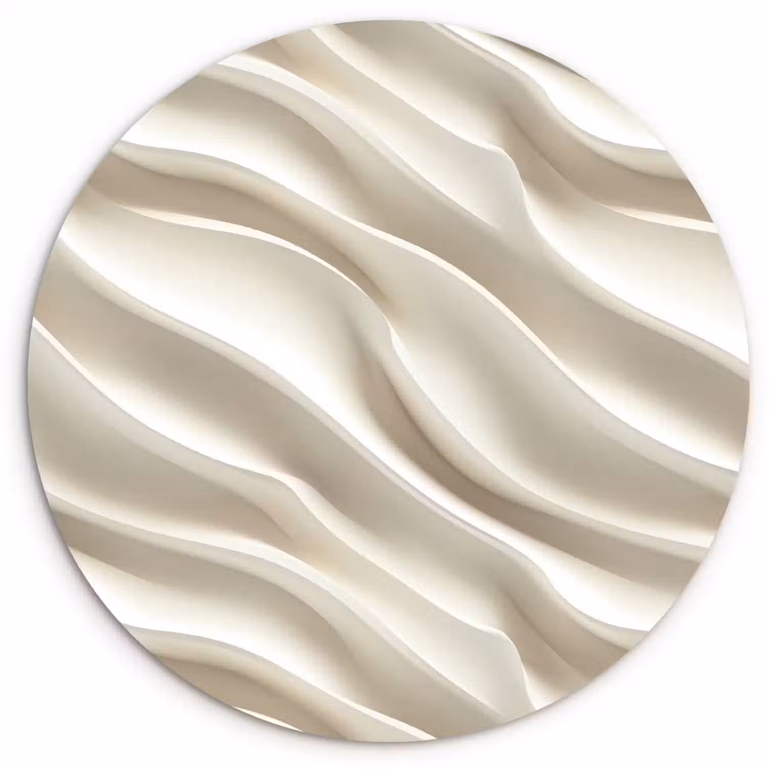 Diagonaal - Golven - Crème Wandcirkel kunststof plaat 5mm dik klein 188 -3d