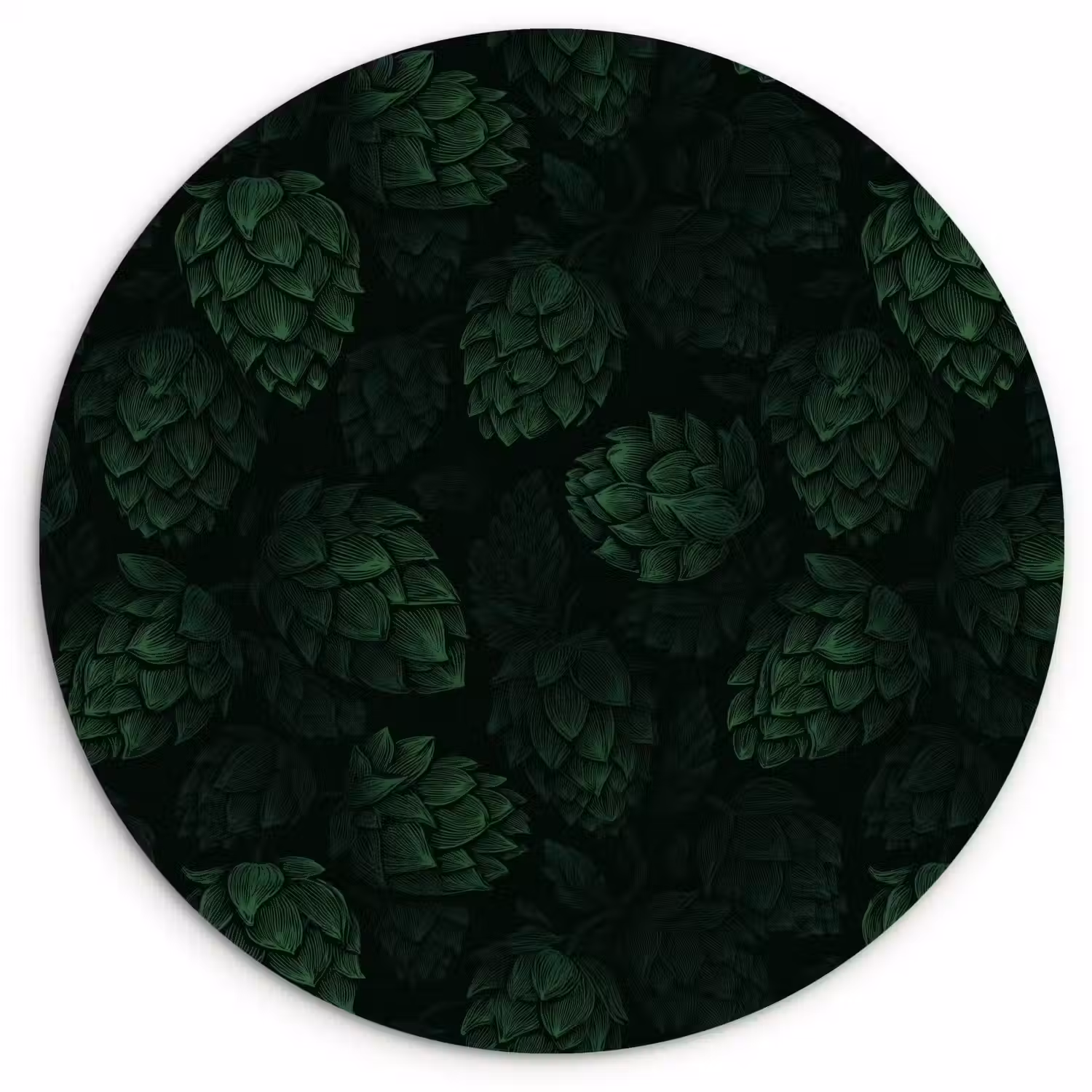 Donker - Groen - Hopbellen - Botanisch - Illustratie Wandcirkel kunststof plaat 5mm dik klein 188 -3d