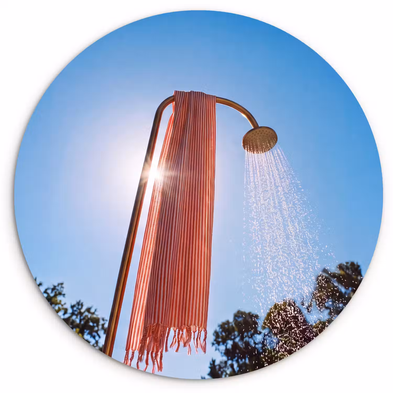 Douche - Water - Zomer - Blauw Wandcirkel kunststof plaat 5mm dik klein -3d