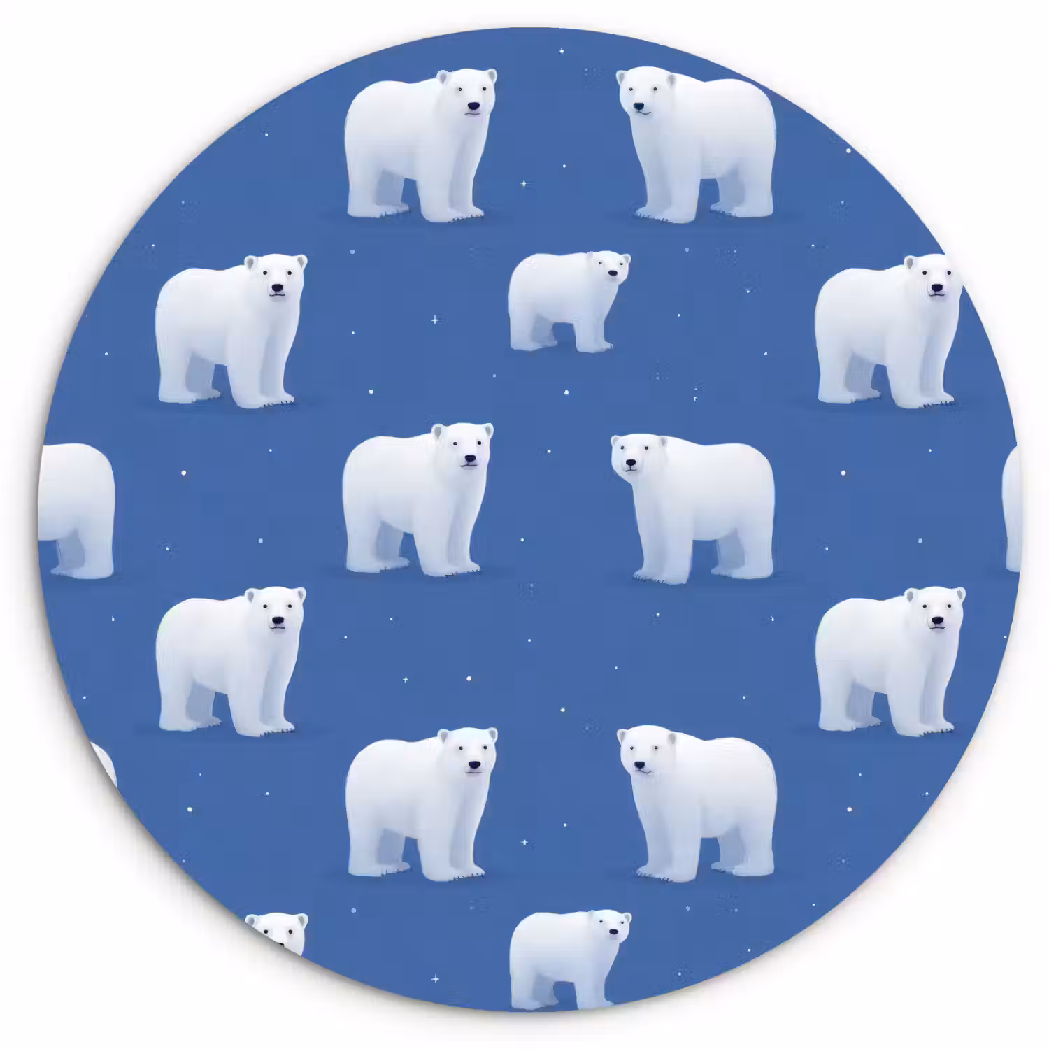 IJsbeer - Patroon - Blauw Wandcirkel kunststof plaat 5mm dik klein 188 -3d