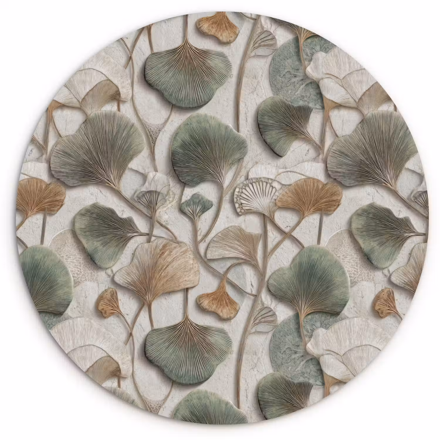 Elegant - Bladeren - Groen Wandcirkel kunststof plaat 5mm dik klein 188 -3d