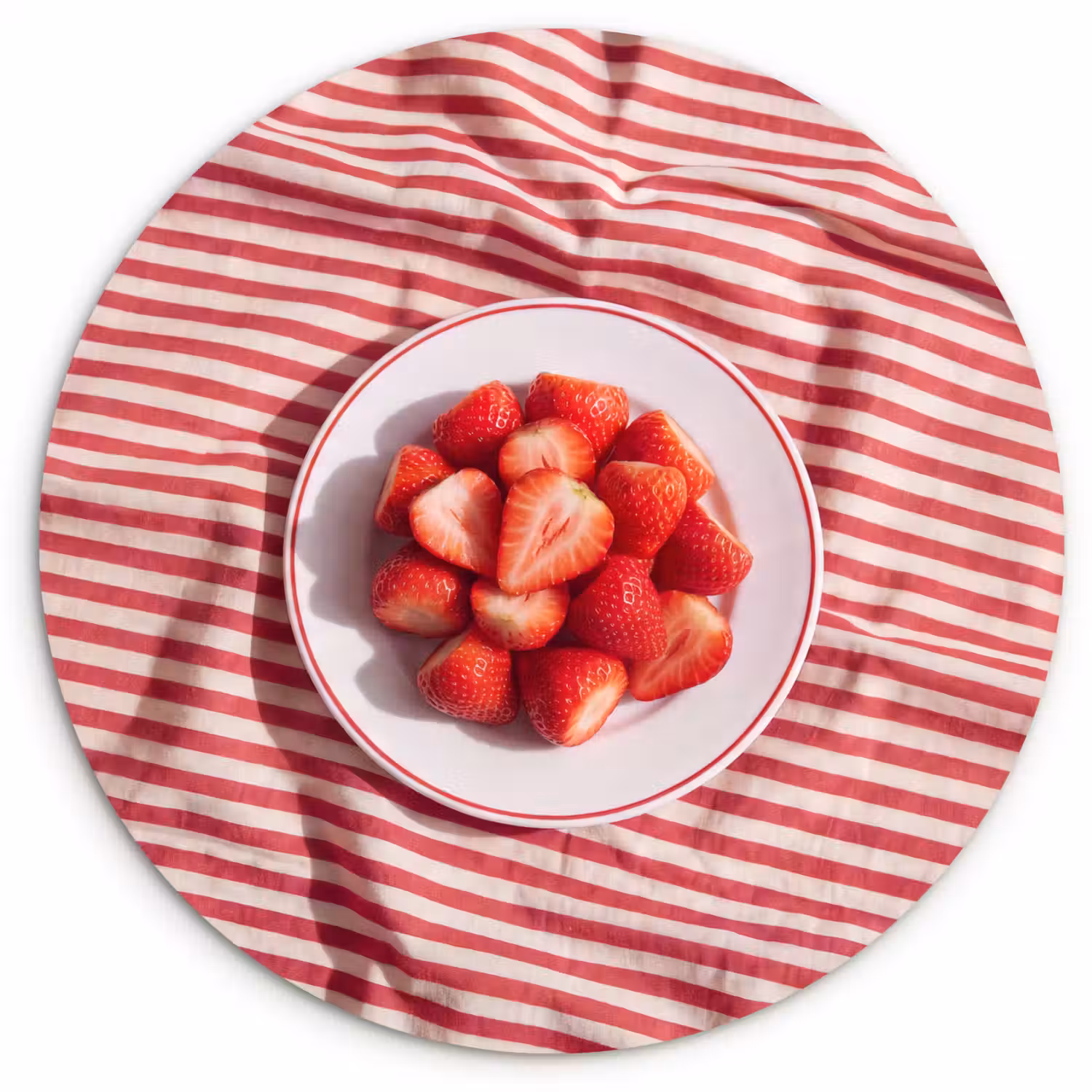 Eten - Aardbeien - Fruit - Zomer - Rood Wandcirkel kunststof plaat 5mm dik klein -3d