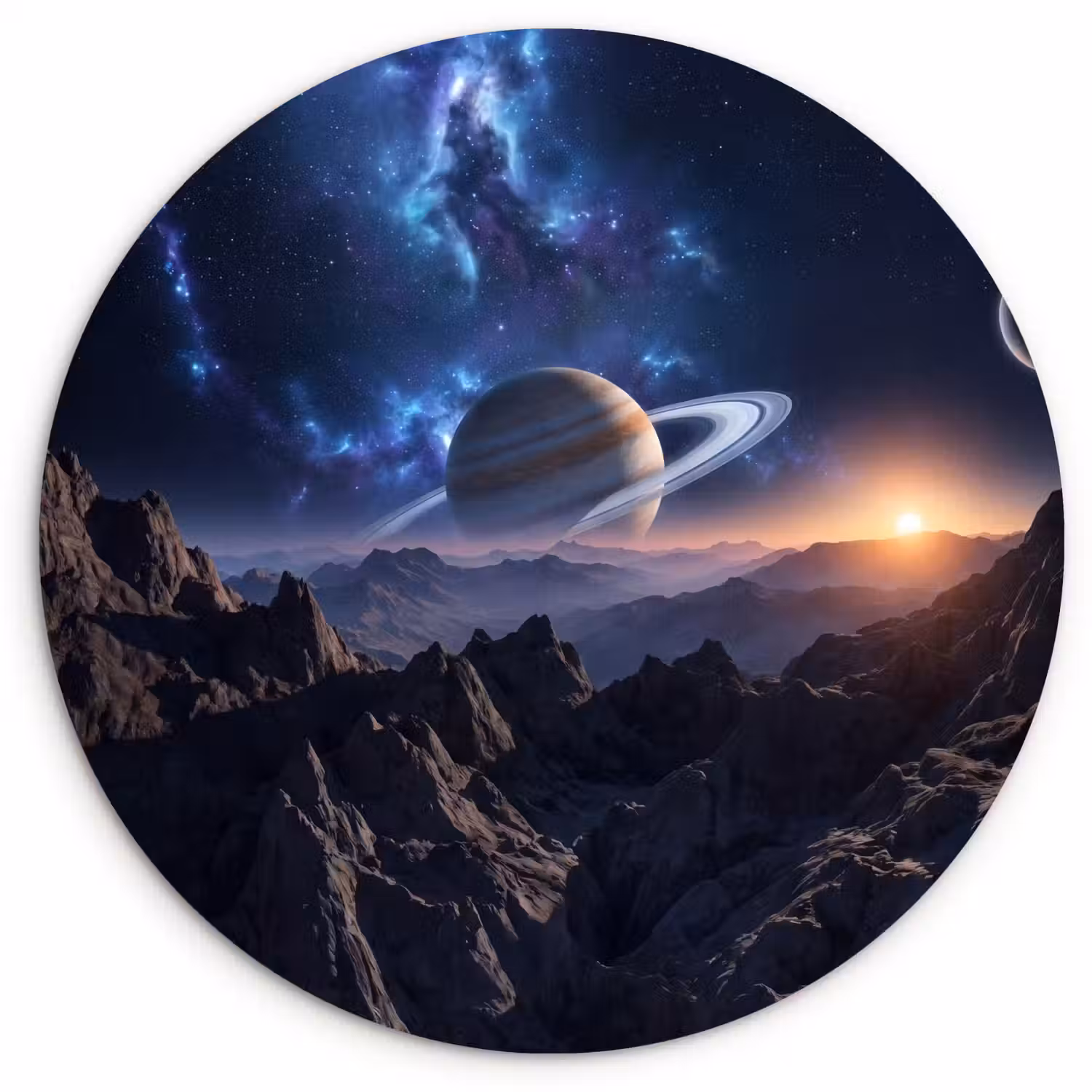 Fantasy - Kosmos - Landschap Wandcirkel kunststof plaat 5mm dik klein -3d