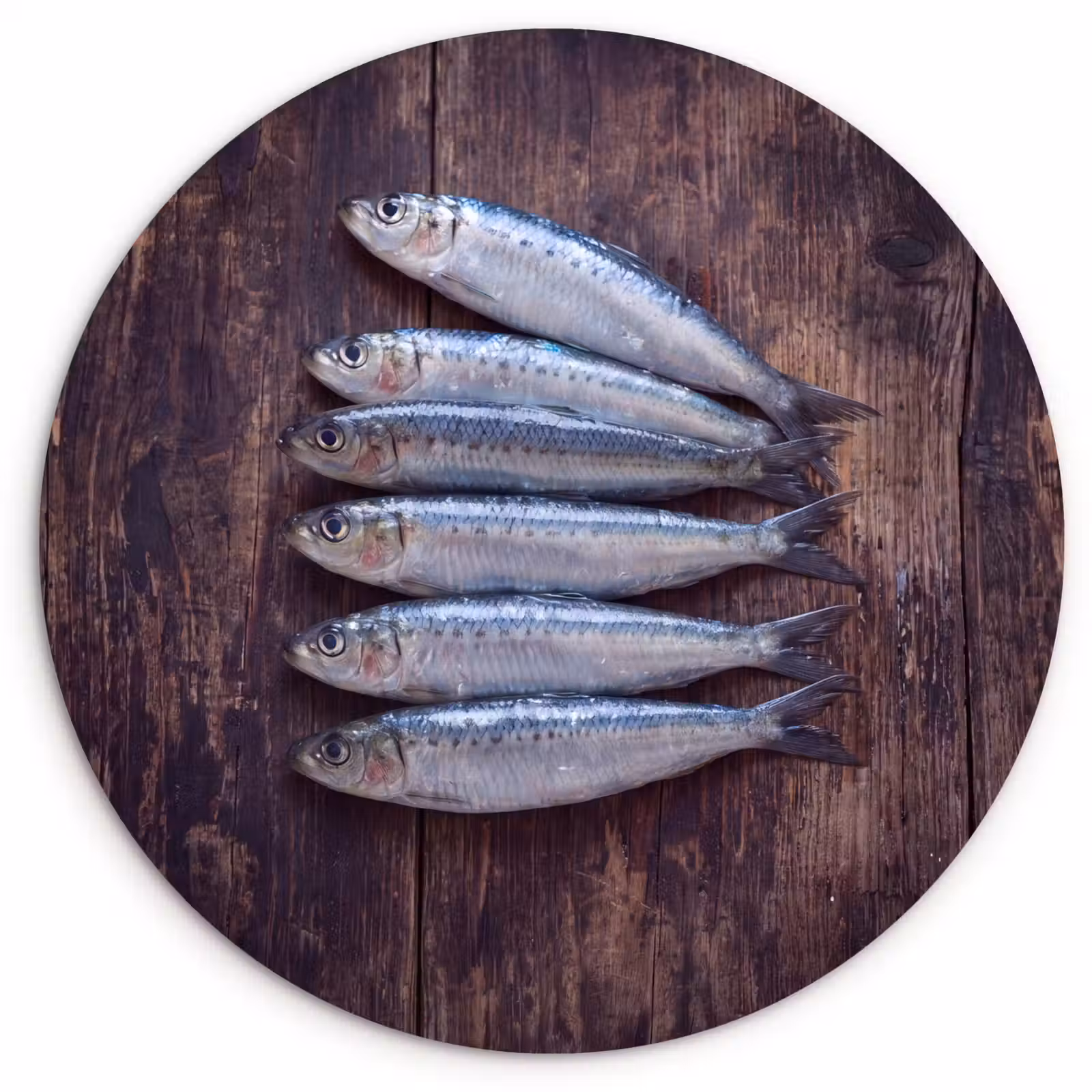 Forexbild Rund - Fisch – Holz – Essen - Vis - Hout - Eten Wandcirkel kunststof plaat 5mm dik klein