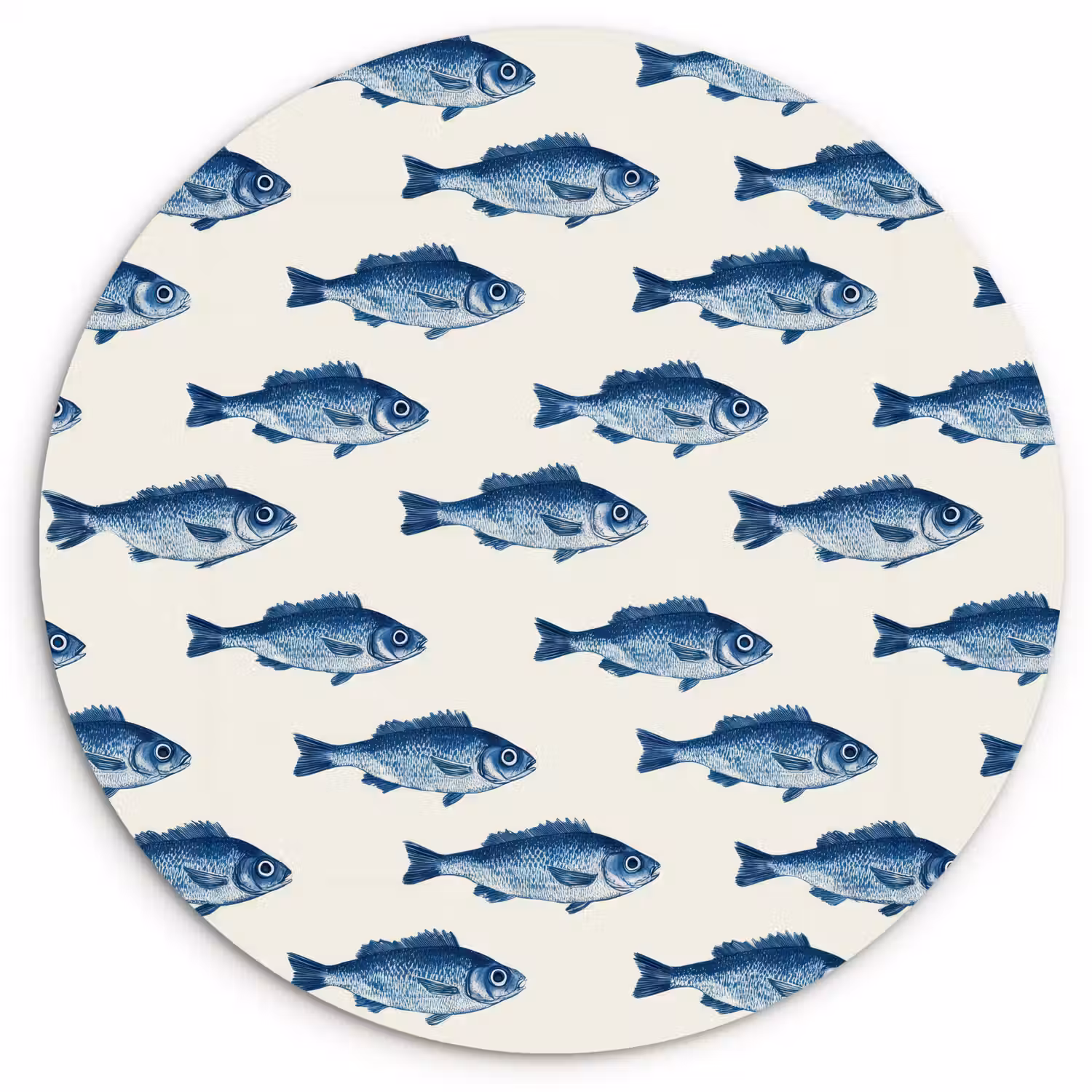 Vis - Patroon - Blauw Wandcirkel kunststof plaat 5mm dik klein 188 -3d