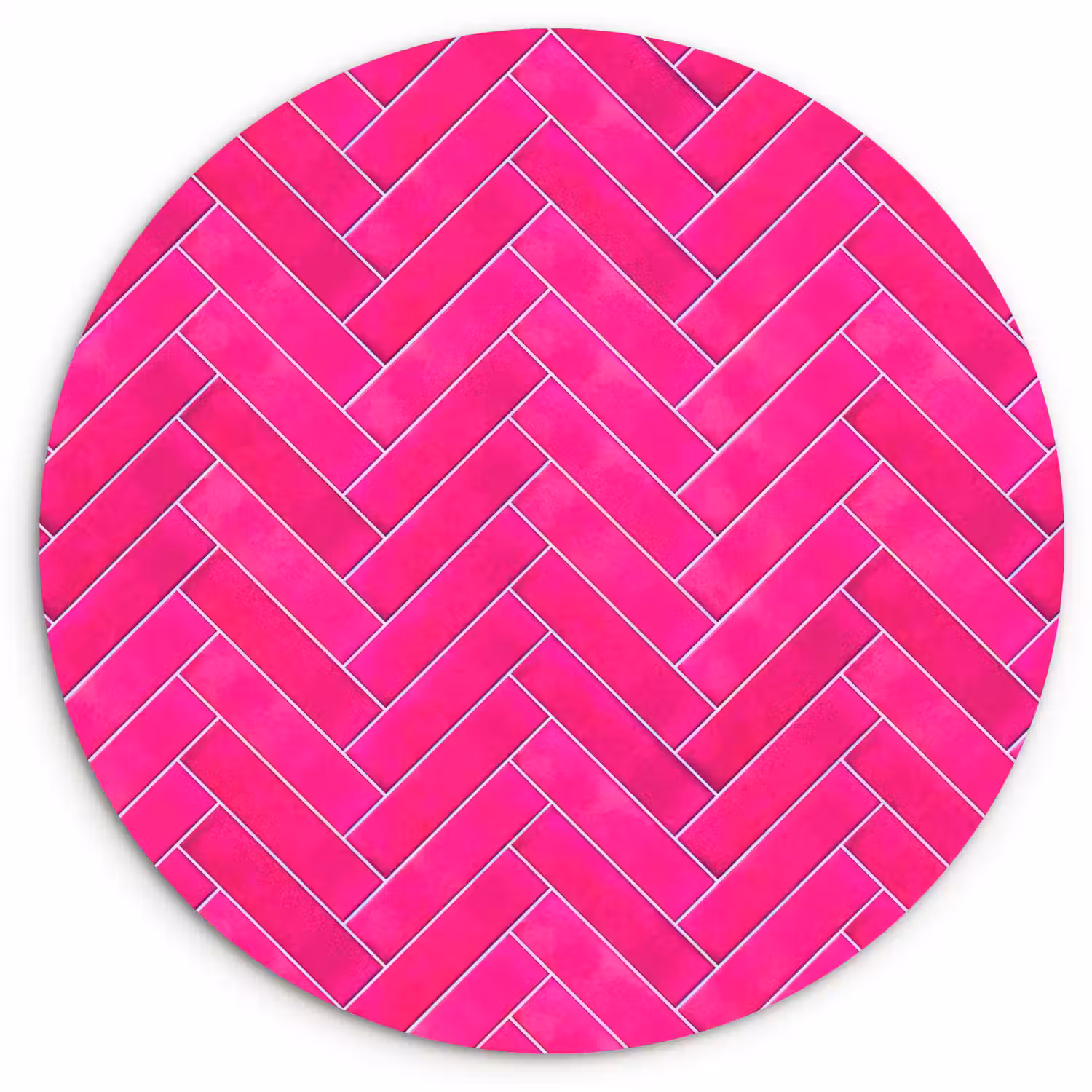 Visgraat - Wandtegel - Fuchsia - Roze Wandcirkel kunststof plaat 5mm dik klein 188 -3d