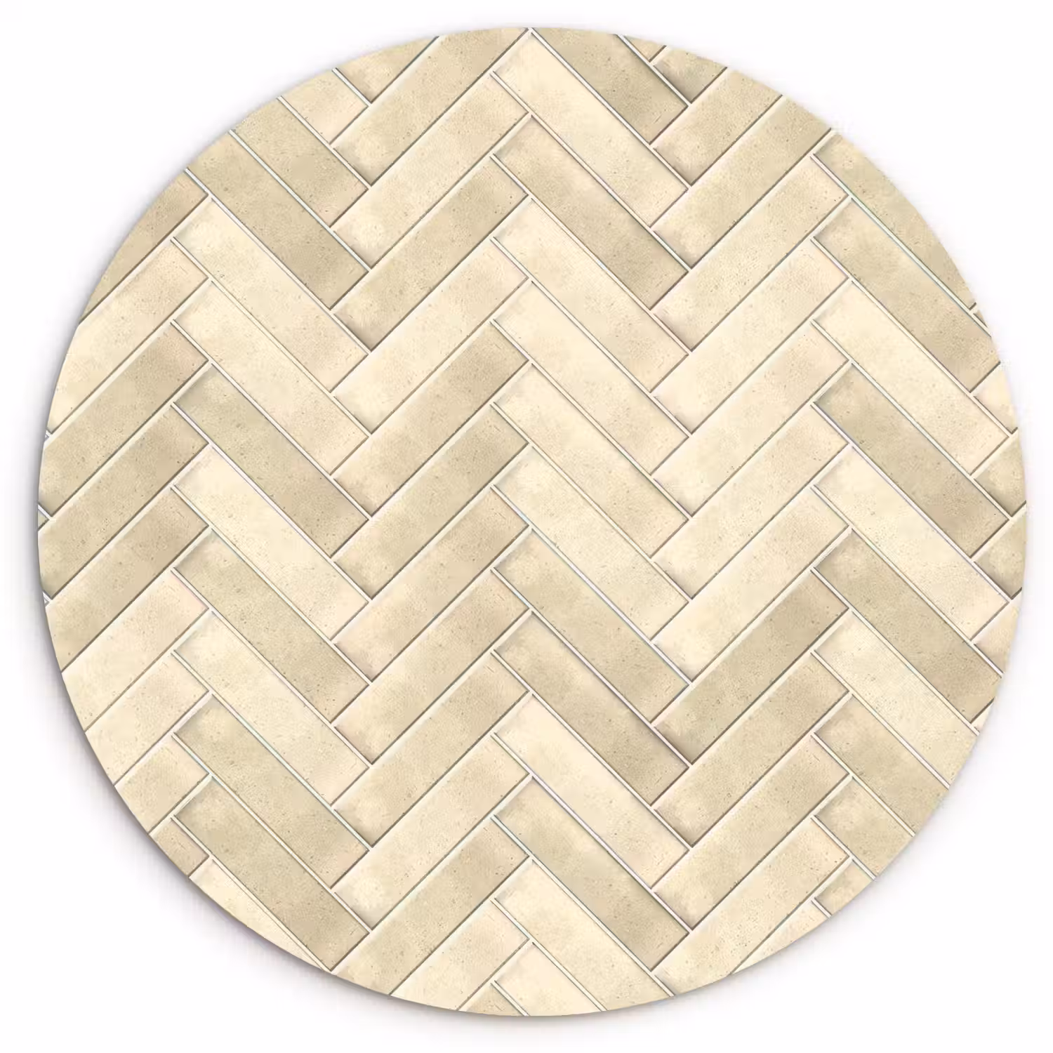Visgraat - Wandtegel - Licht Beige Wandcirkel kunststof plaat 5mm dik klein 188 -3d