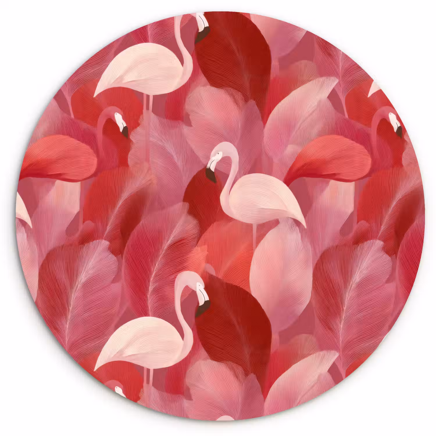Flamingo - Botanisch - Elegant - Roze - Rood Wandcirkel kunststof plaat 5mm dik klein 188 -3d