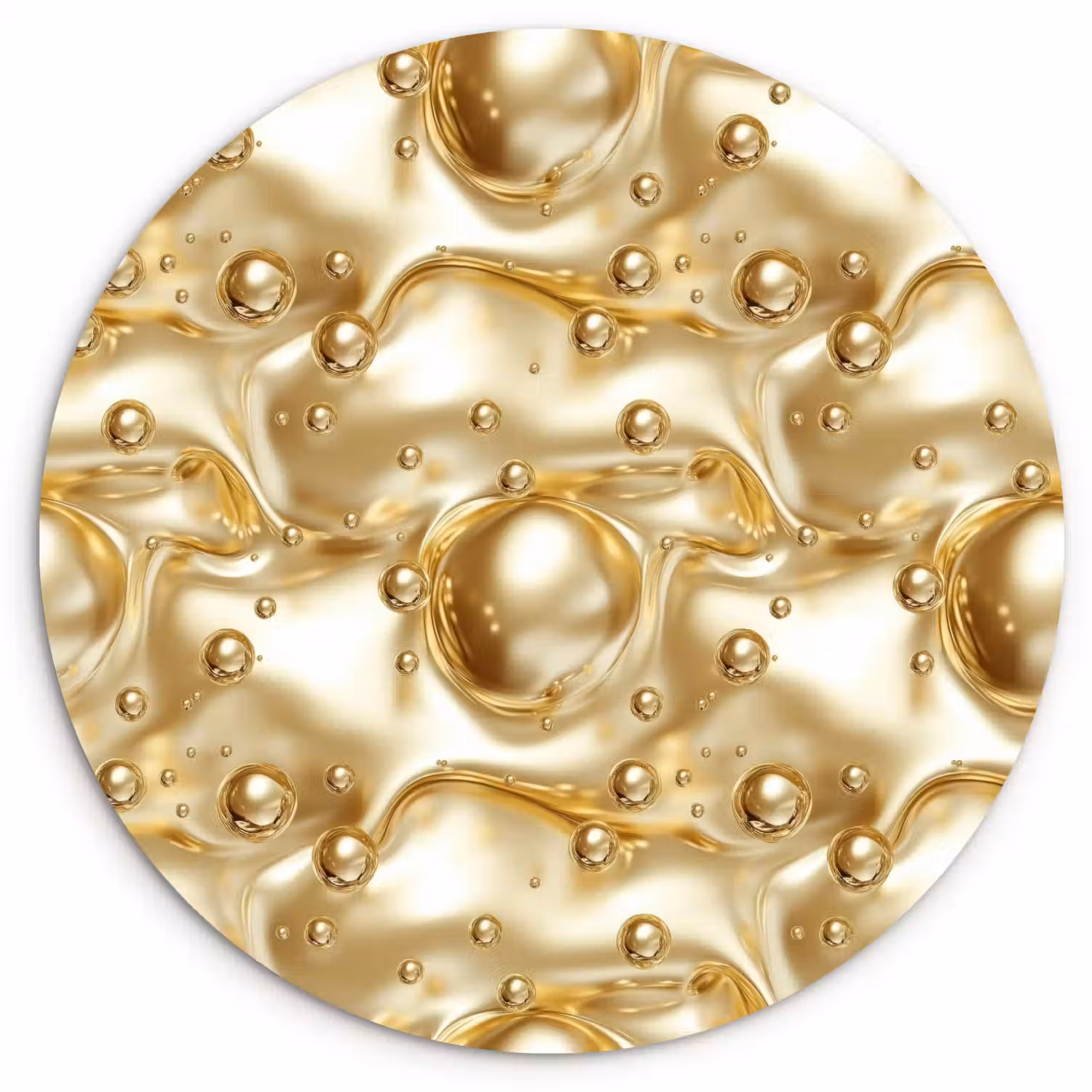Vloeibaar - Druppels - Goud Wandcirkel kunststof plaat 5mm dik klein 188 -3d