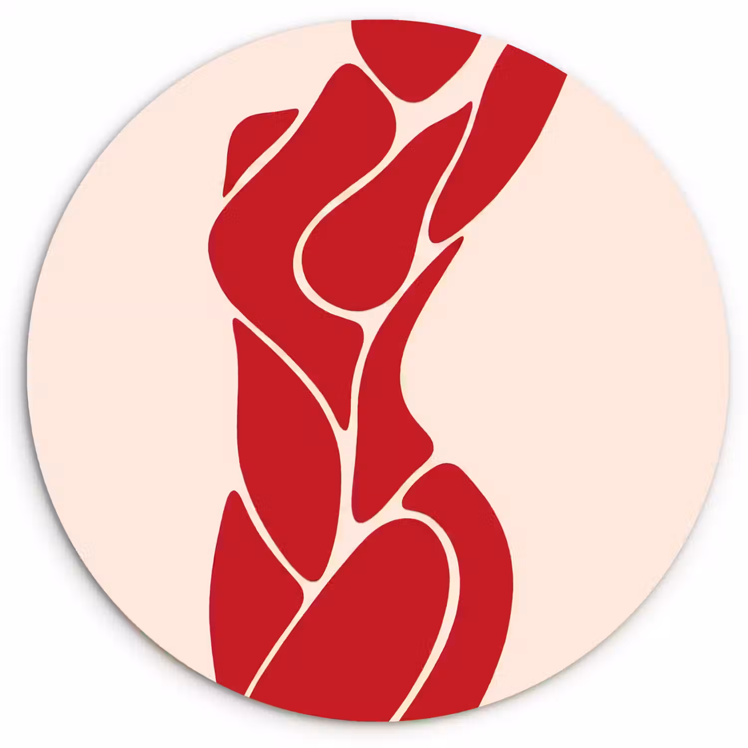 Vrouw - Figuur - Abstract - Modern - Rood Wandcirkel kunststof plaat 5mm dik klein -3d