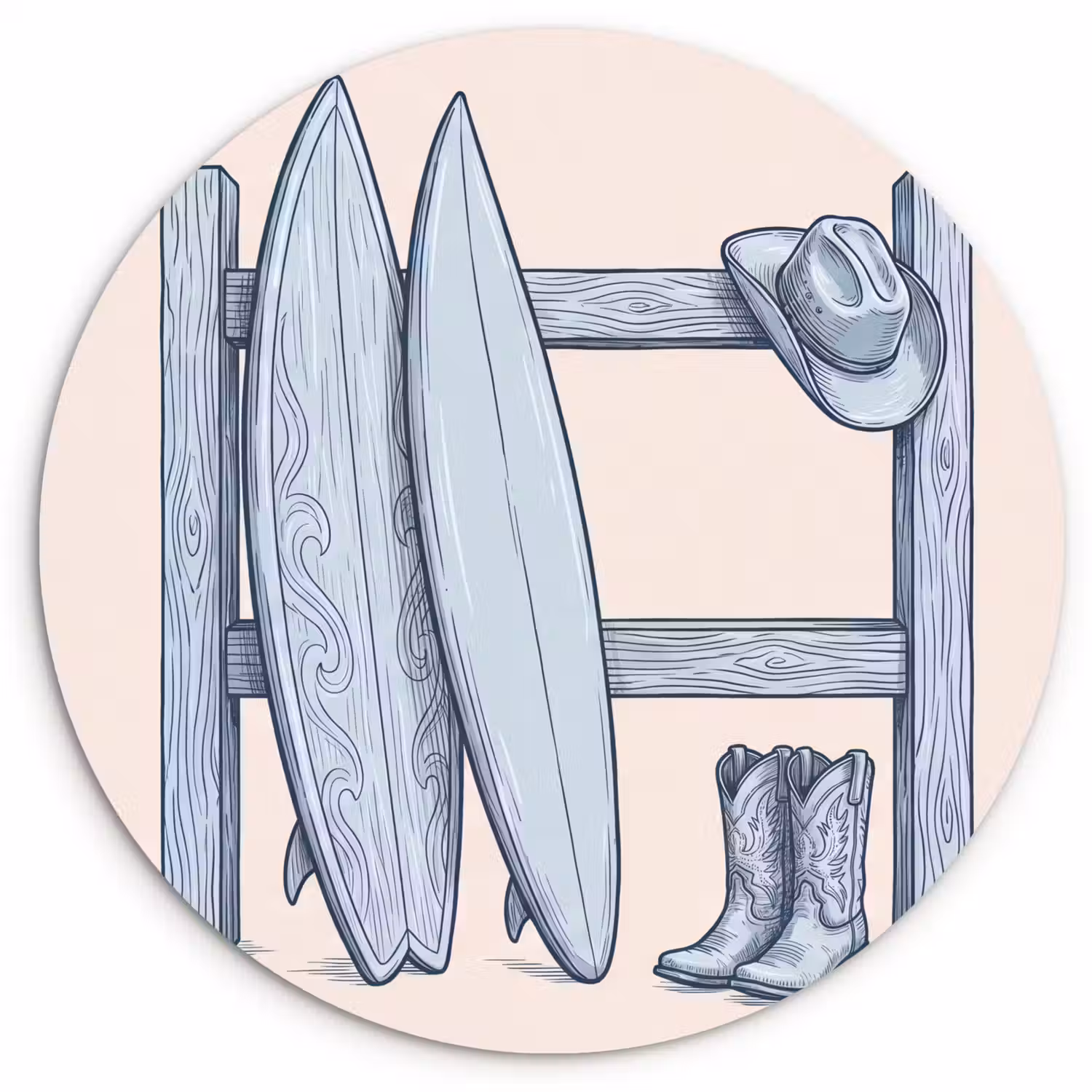 Recreatie - Kleding - Avontuur - Illustratie - Zomer Wandcirkel kunststof plaat 5mm dik klein -3d