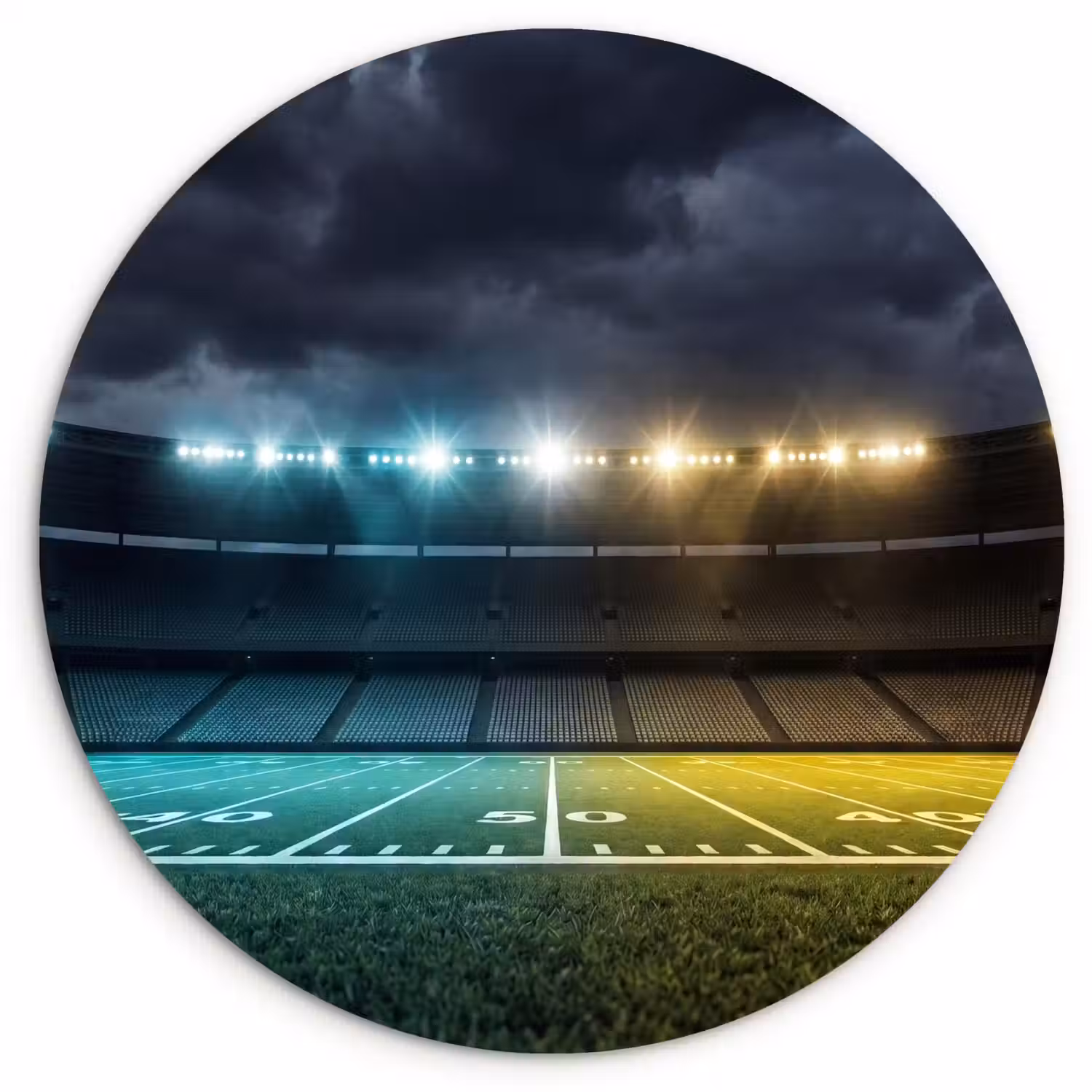 Voetbal - Stadion - Nacht - Modern Wandcirkel kunststof plaat 5mm dik klein -3d
