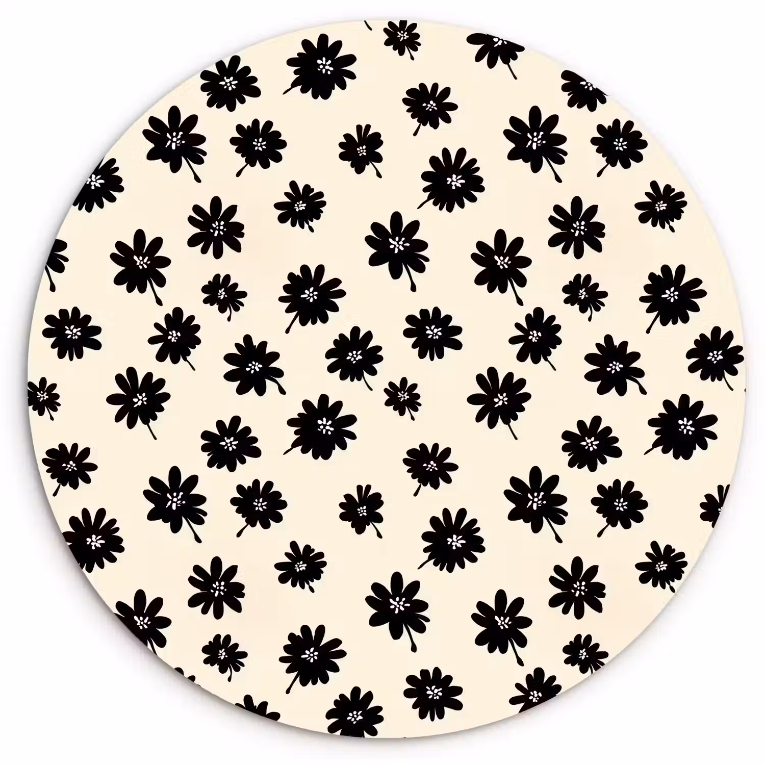 Madeliefjes - Grafisch - Zwart - Beige Wandcirkel kunststof plaat 5mm dik klein 188 -3d