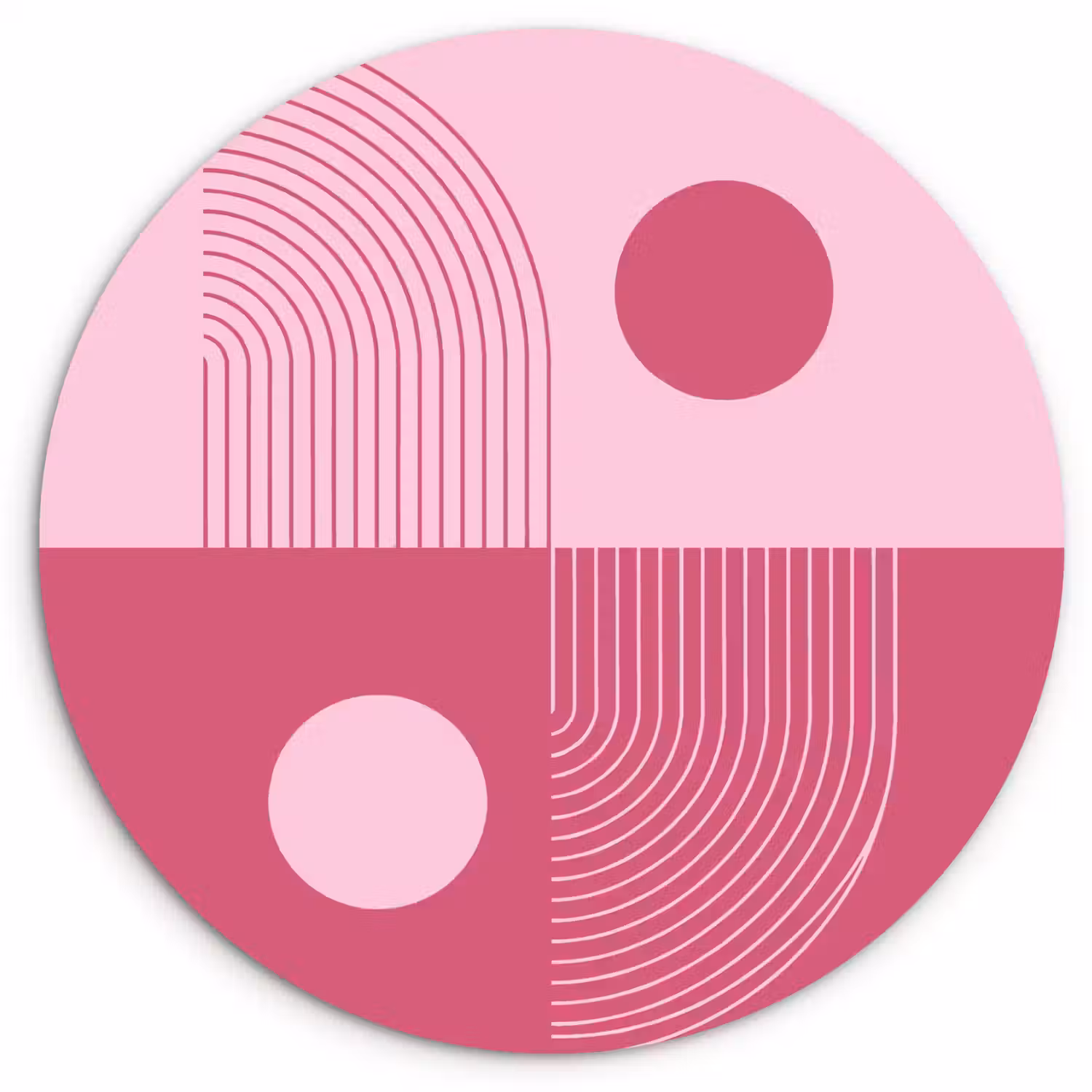 Geometrie - Patroon - Abstract - Roze - Modern Wandcirkel kunststof plaat 5mm dik klein -3d
