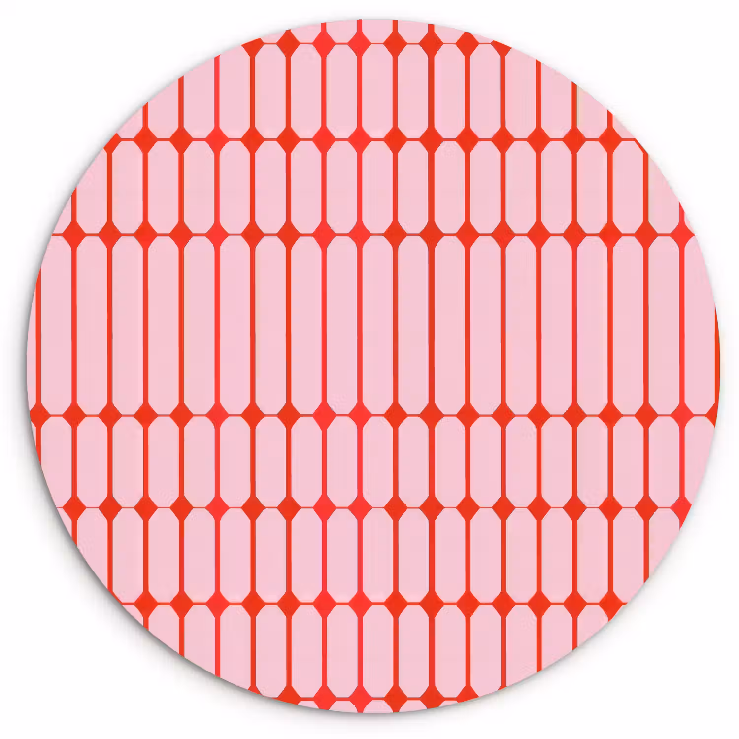 Geometrisch - Minimalistisch - Rood - Roze Wandcirkel kunststof plaat 5mm dik klein 188 -3d