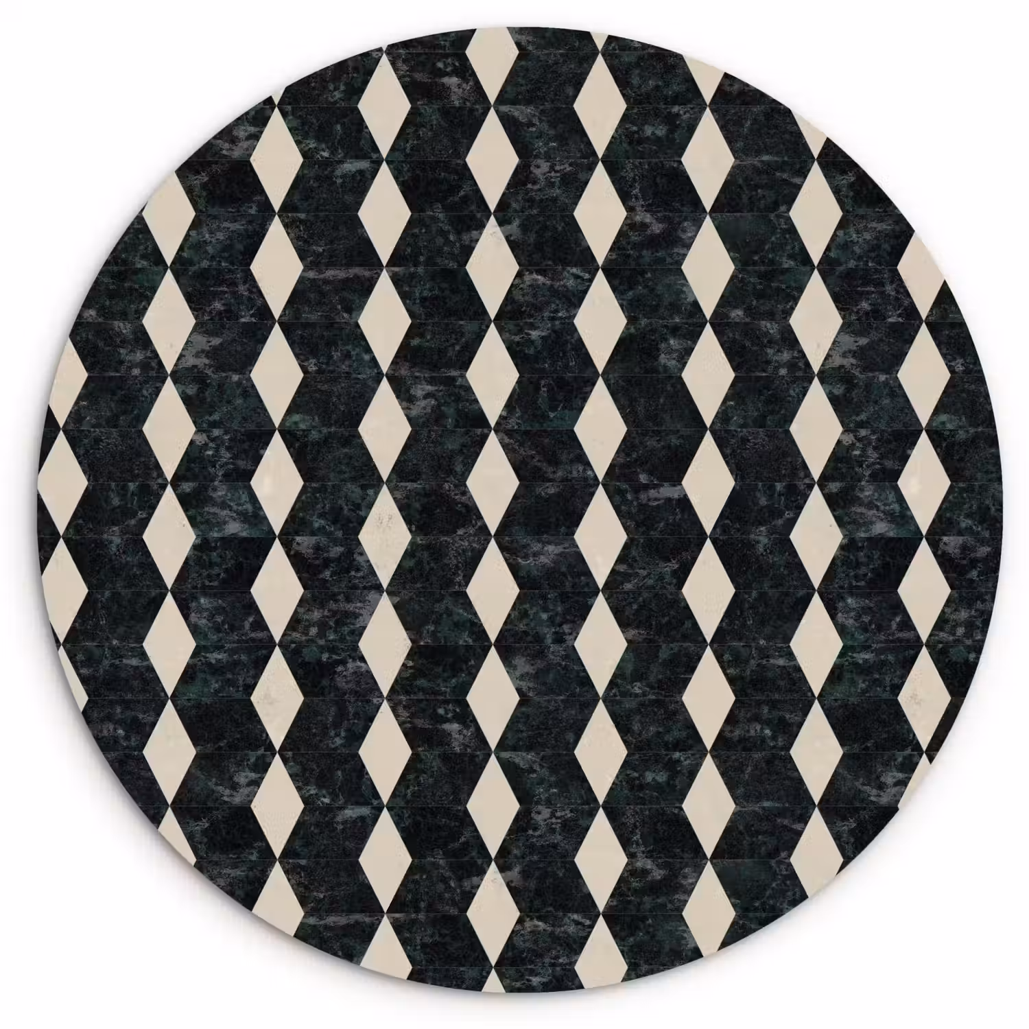 Geometrisch - Patroon - Marmer - Groen Wandcirkel kunststof plaat 5mm dik klein 188 -3d