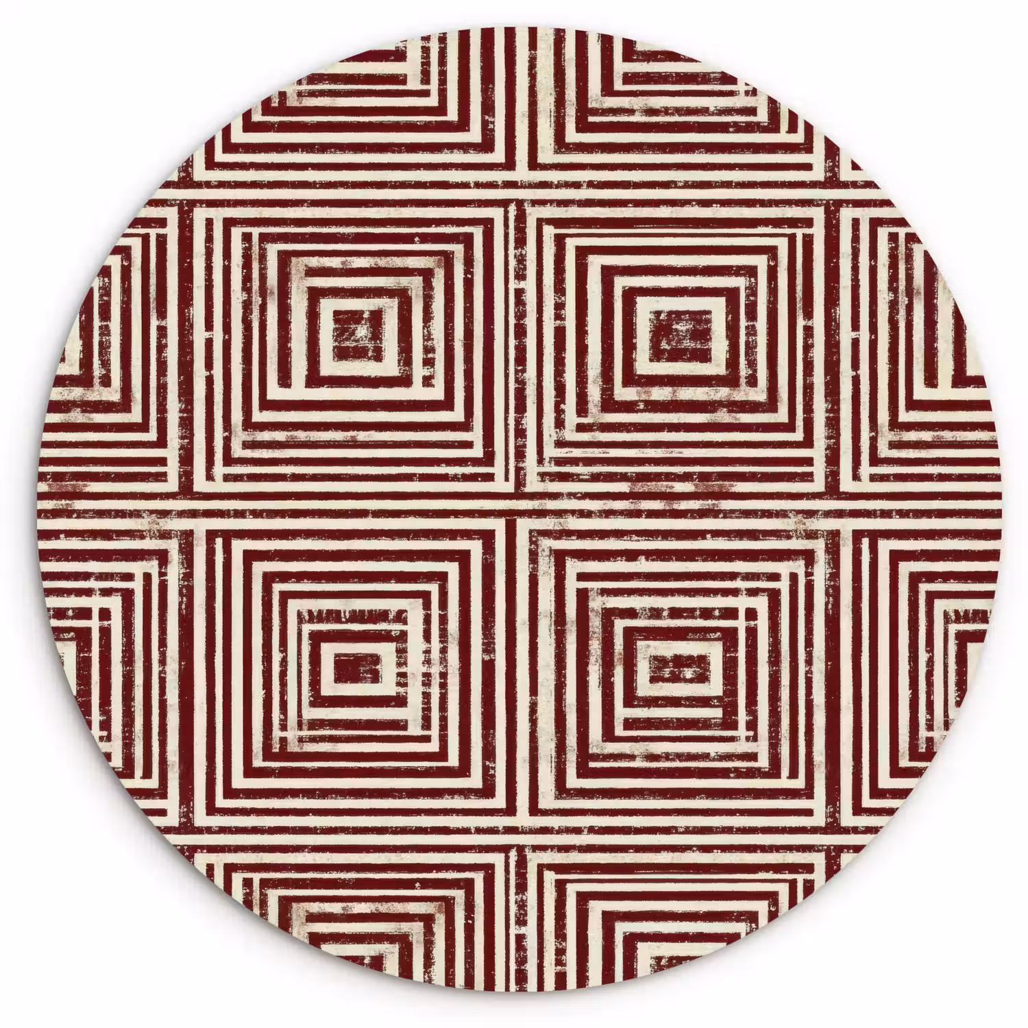 Geometrisch - Patroon - Rood Wandcirkel kunststof plaat 5mm dik klein 188 -3d