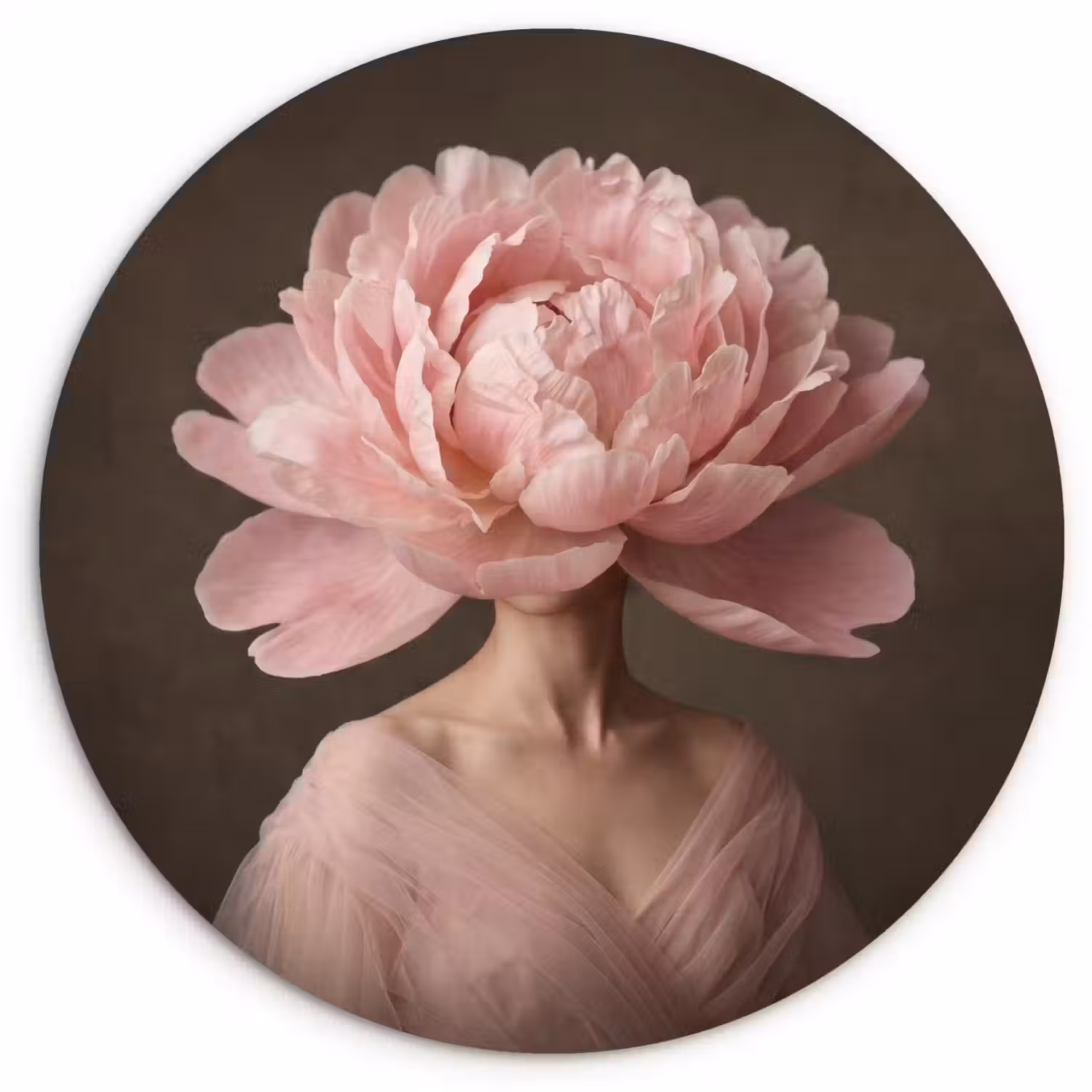 Gezicht - Roos - Roze Wandcirkel kunststof plaat 5mm dik klein -3d