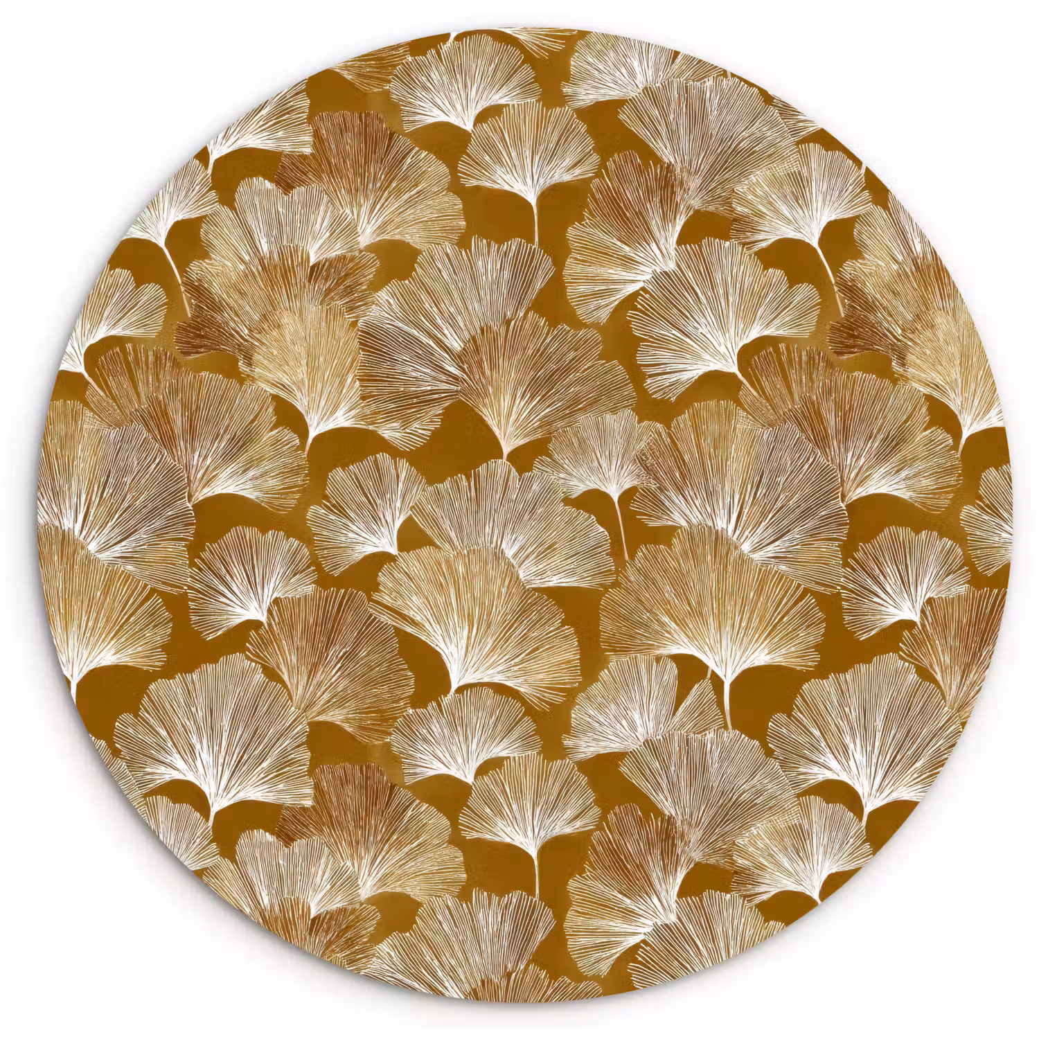 Ginkgo - Bladeren - Goud Wandcirkel kunststof plaat 5mm dik klein 188 -3d
