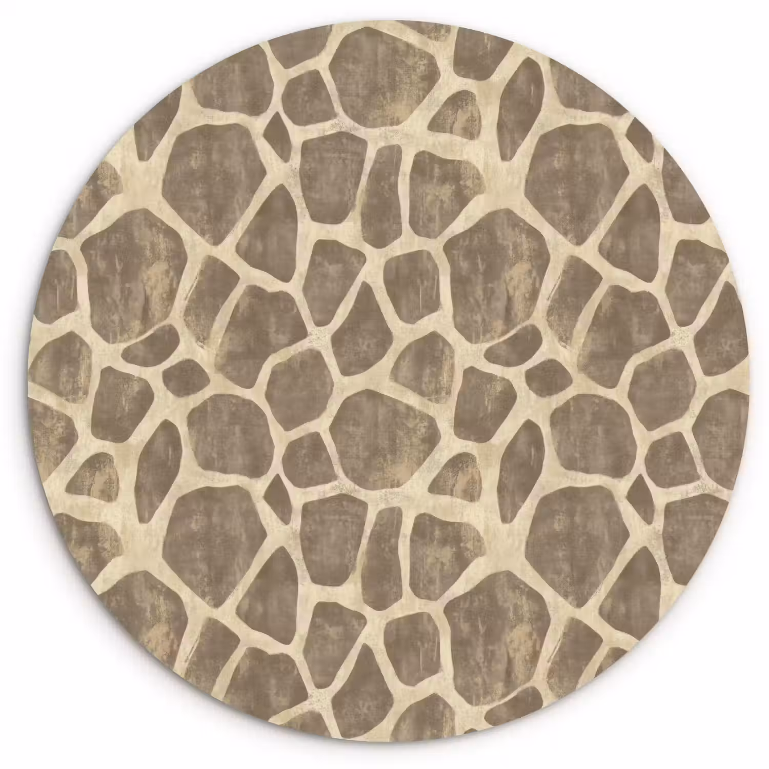 Giraf - Patroon - Beige - Bruin Wandcirkel kunststof plaat 5mm dik klein 188 -3d