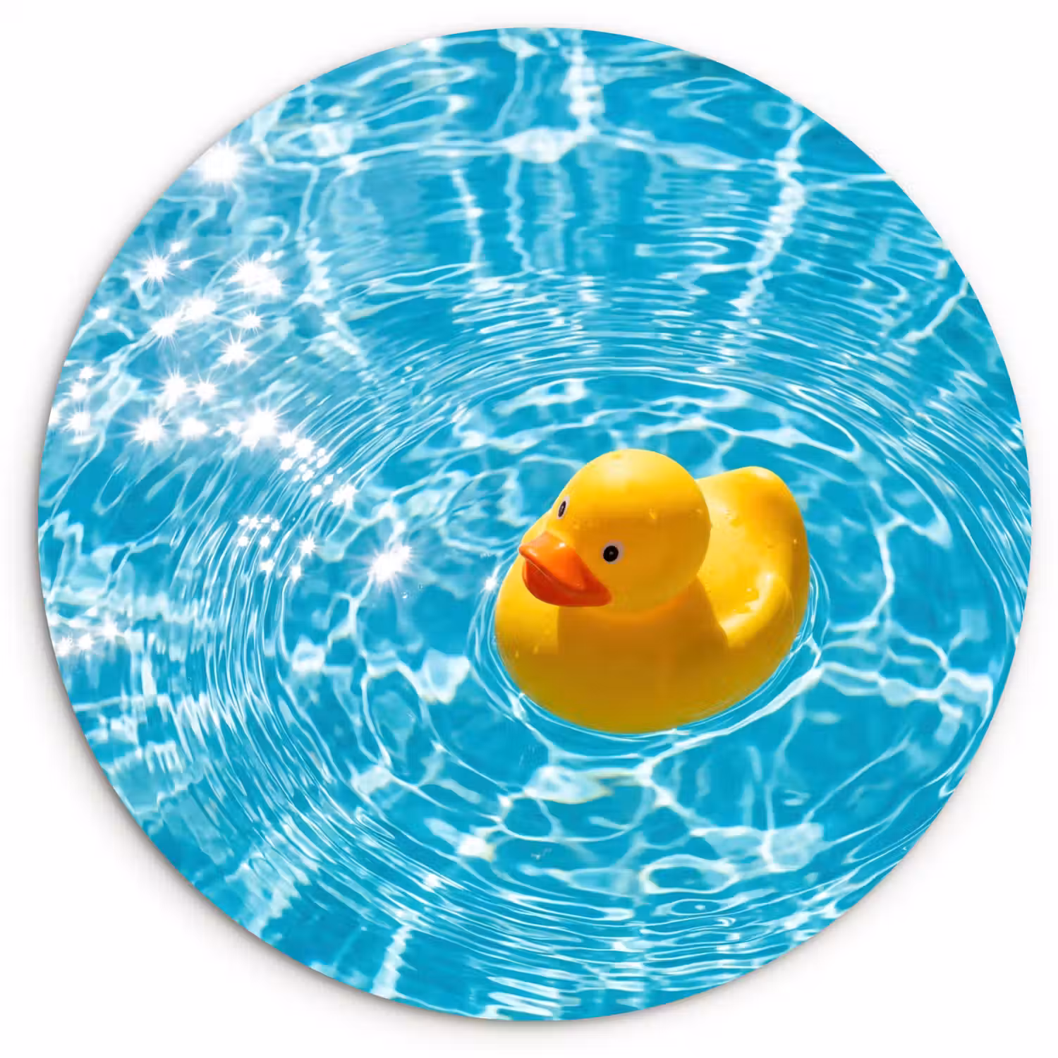Badeend - Dobberen - Blauw Wandcirkel kunststof plaat 5mm dik klein -3d