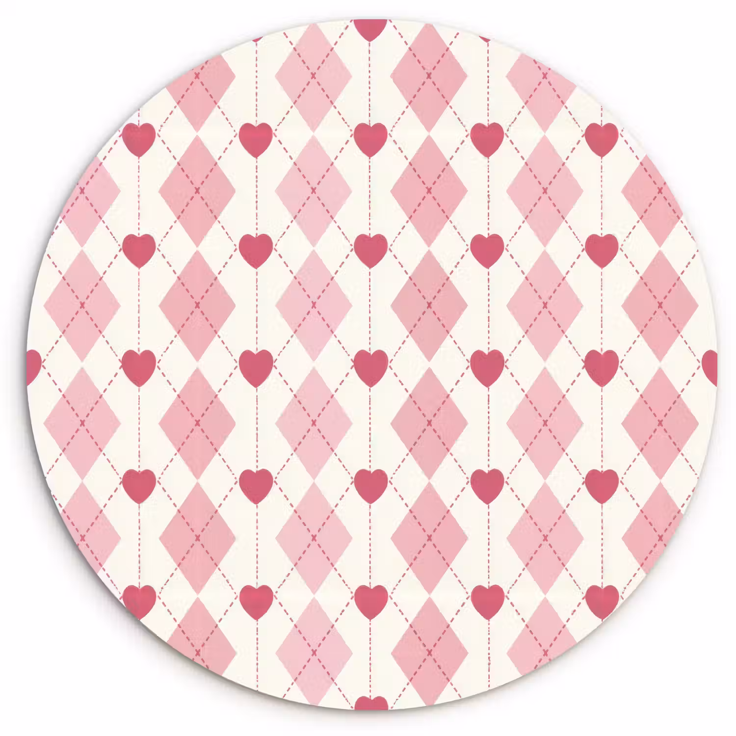 Ruiten - Klassiek - Roze - Wit Wandcirkel kunststof plaat 5mm dik klein 188 -3d