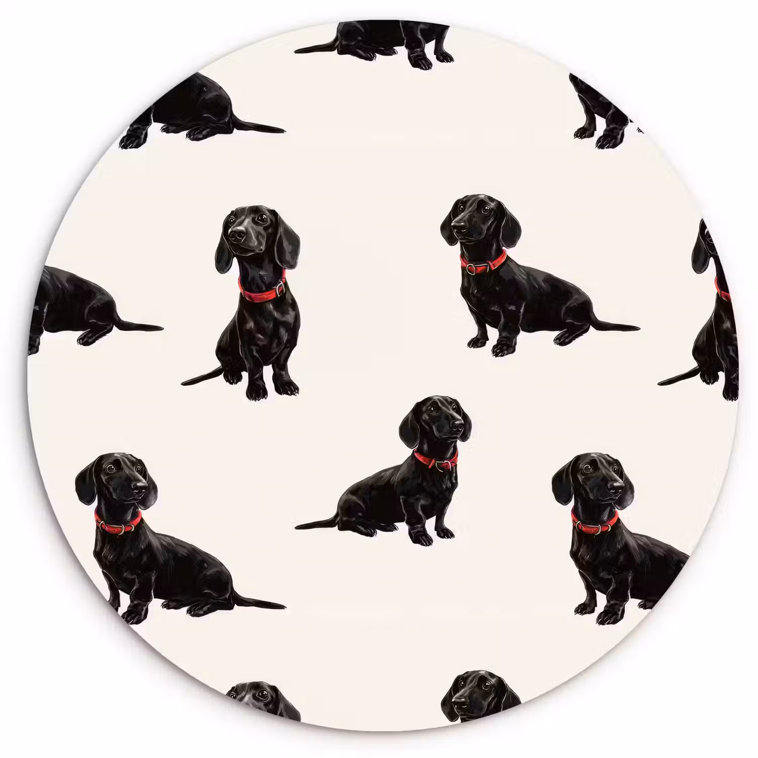 Hond - Patroon - Zwart Wandcirkel kunststof plaat 5mm dik klein 188 -3d