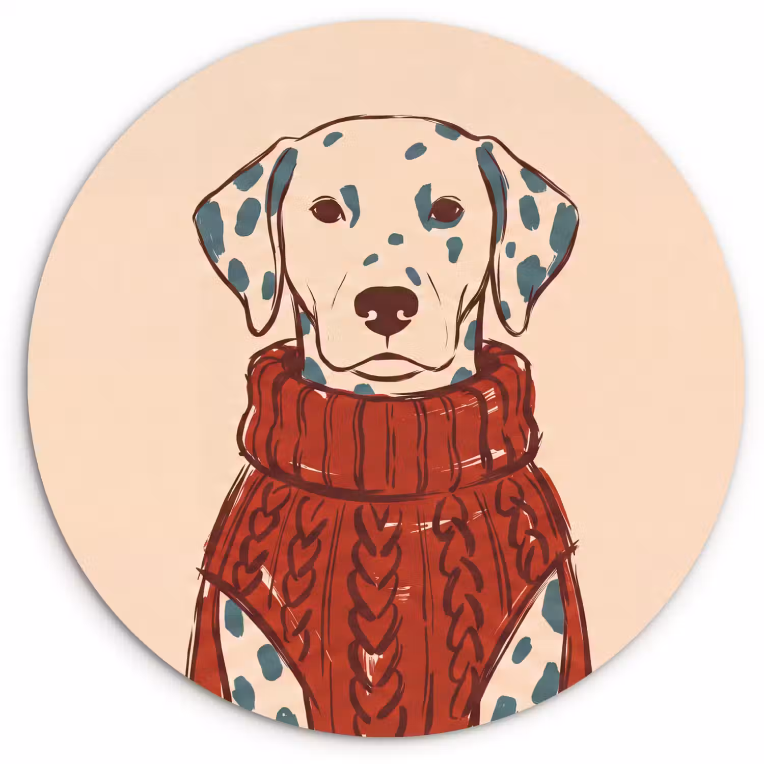 Hond - Trui - Winter - Dieren - Rood Wandcirkel kunststof plaat 5mm dik klein -3d