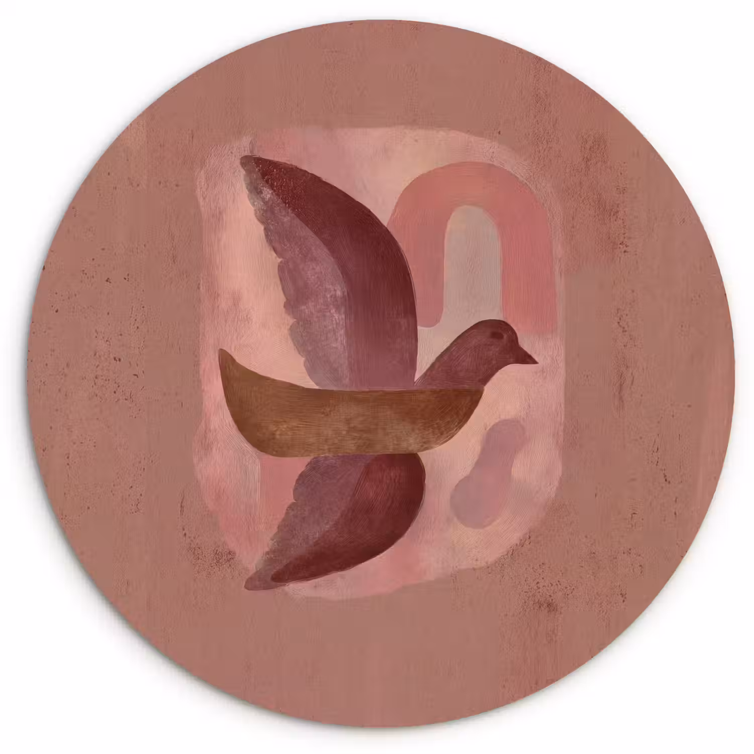 Illustratie - Vogels - Abstract - Roze Wandcirkel kunststof plaat 5mm dik klein -3d