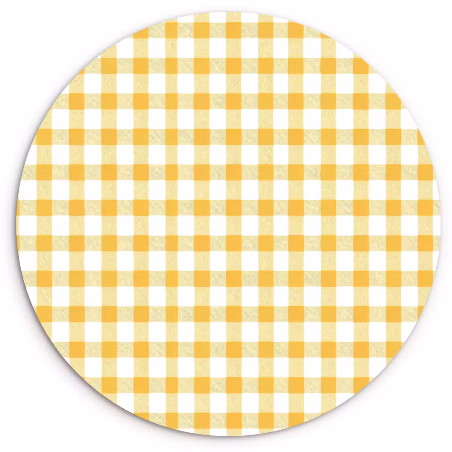 Ruit - Gingham - Klassiek - Geel en Wit Wandcirkel kunststof plaat 5mm dik klein 188 -3d