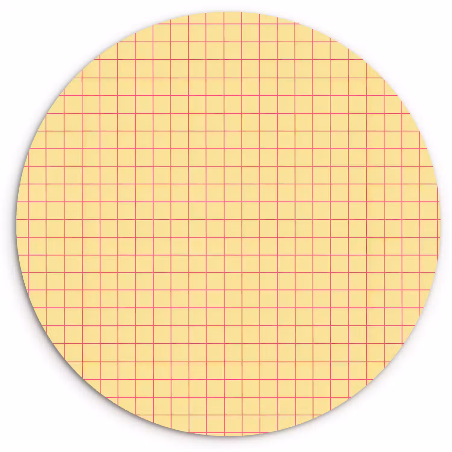 Ruitjes - Grid - Minimalistisch - Geel - Roze Wandcirkel kunststof plaat 5mm dik klein 188 -3d