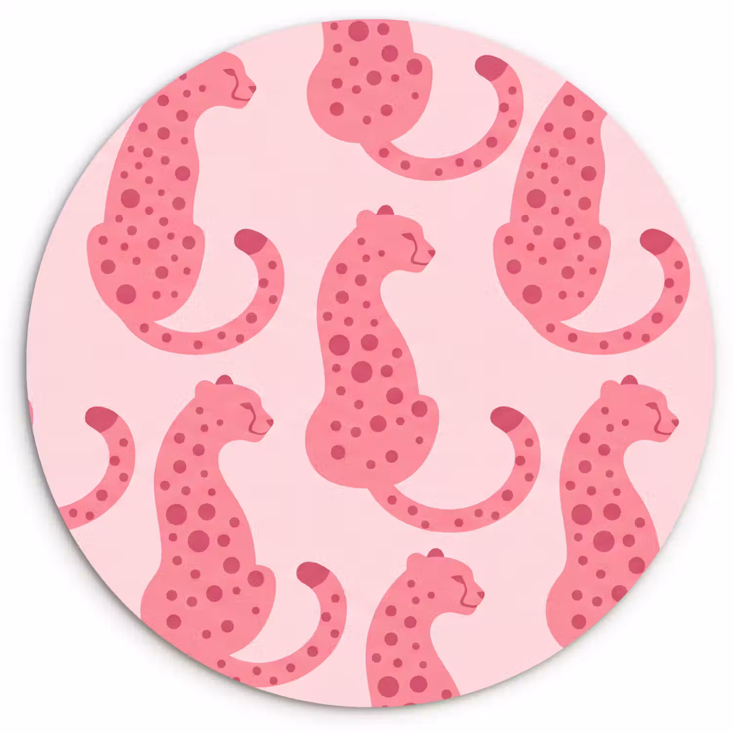 Kat - Gevlekt - Dieren - Patroon - Roze Wandcirkel kunststof plaat 5mm dik klein -3d