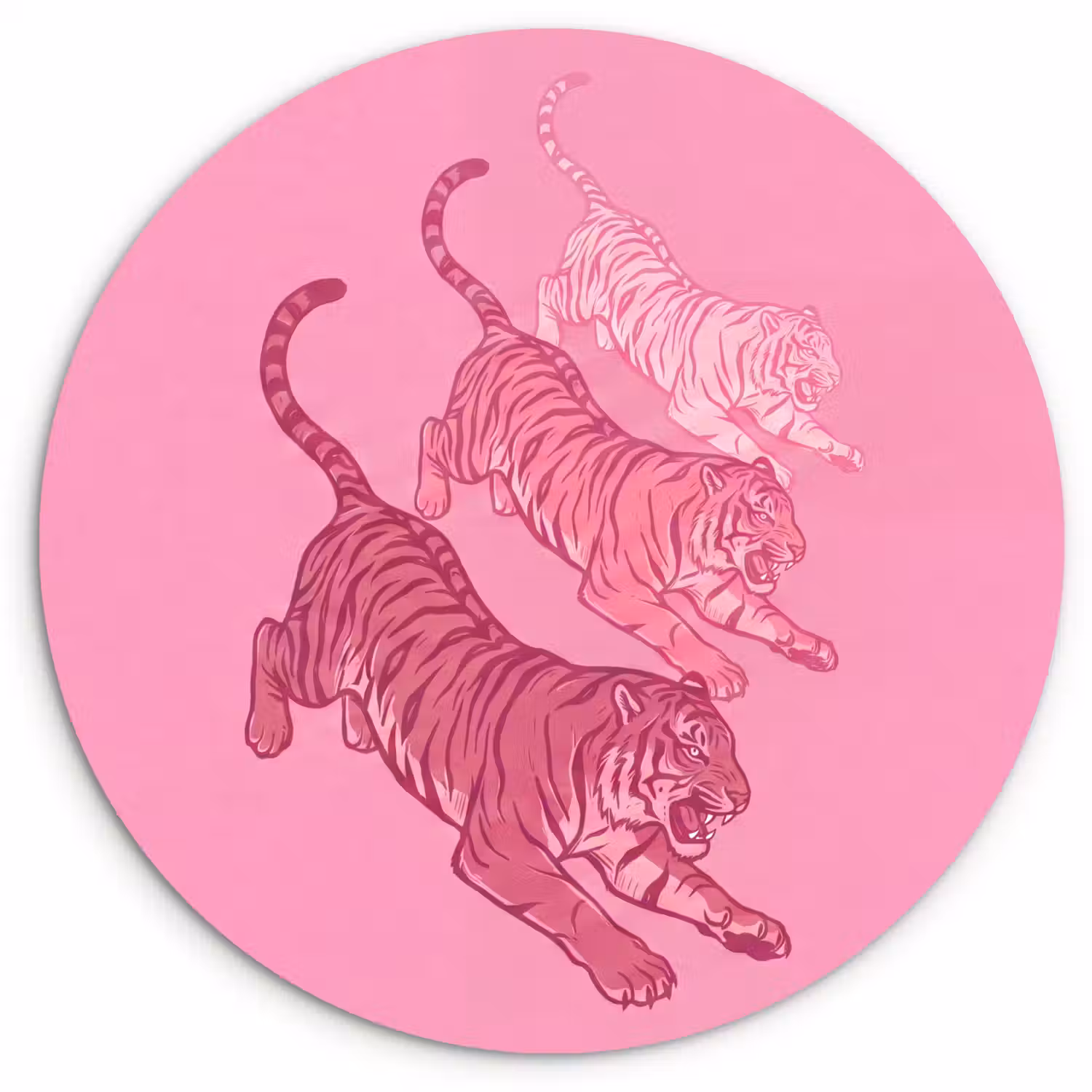 Kat - Springend - Dieren - Roze - Modern Wandcirkel kunststof plaat 5mm dik klein -3d