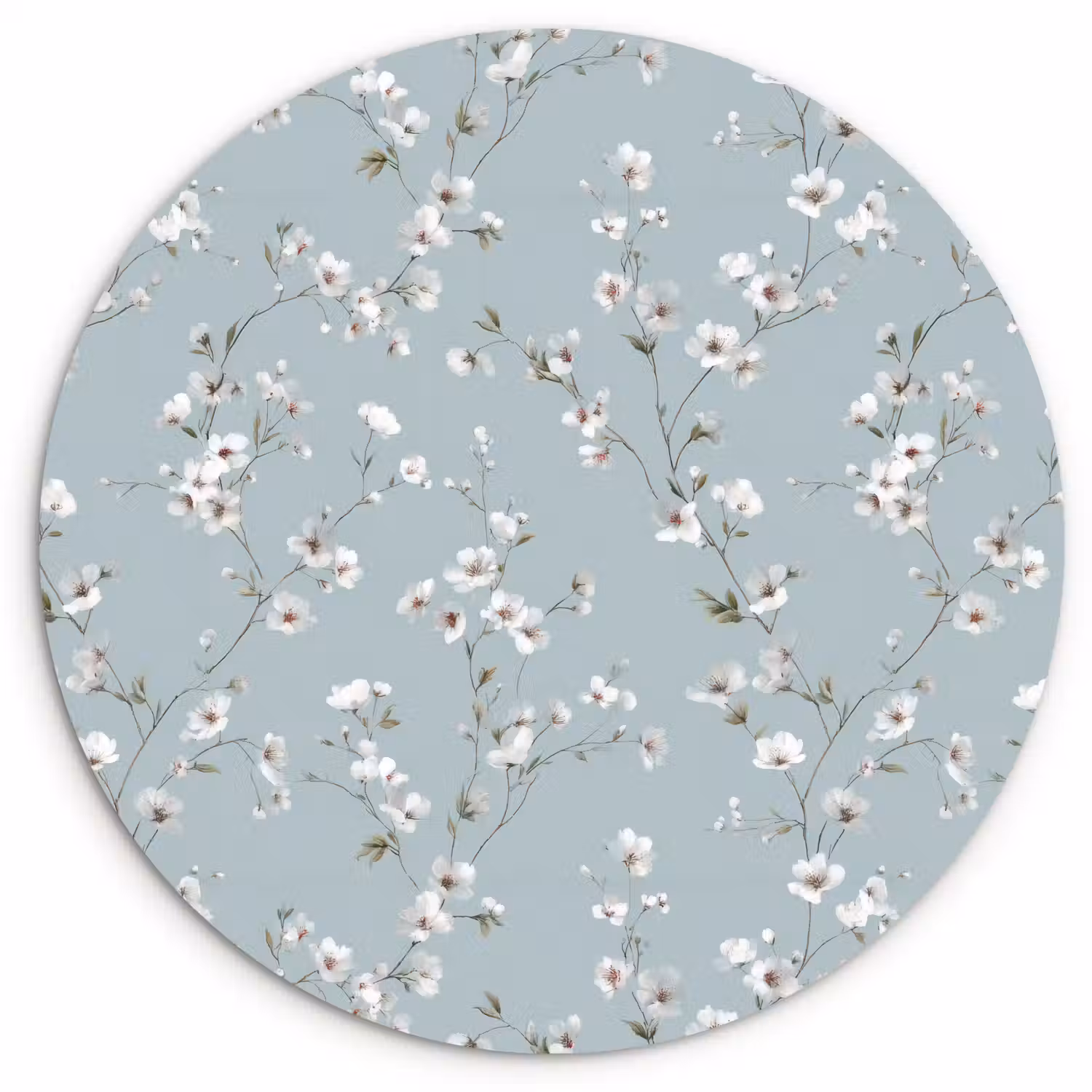 Klassiek - Bloemen - Blauw Wandcirkel kunststof plaat 5mm dik klein 188 -3d