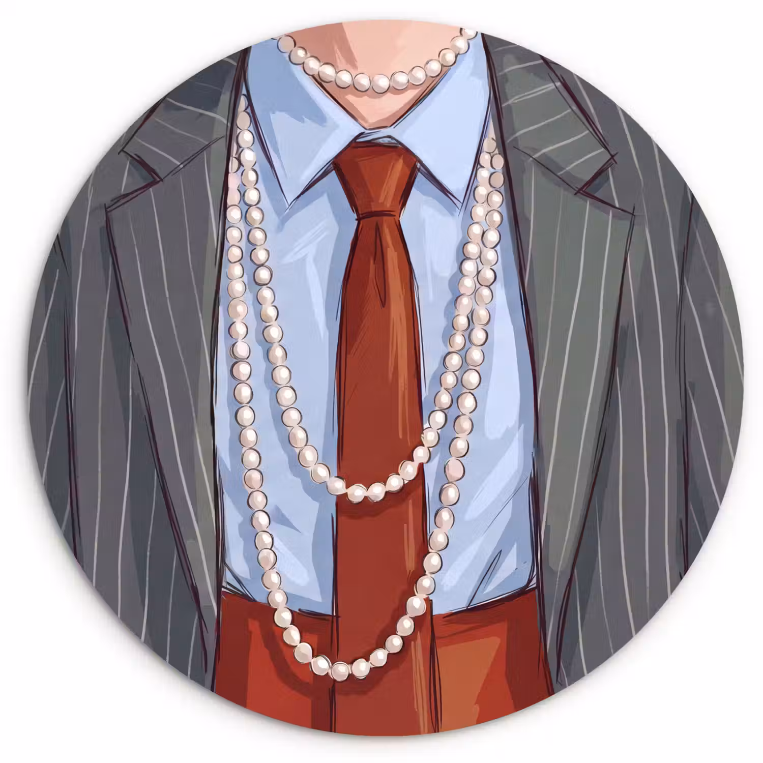 Kleding - Strik - Parels - Klassiek - Mode Wandcirkel kunststof plaat 5mm dik klein -3d