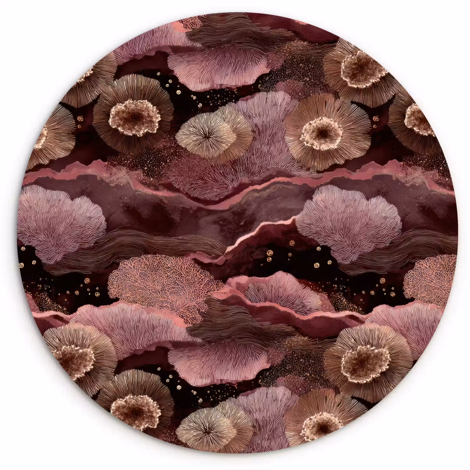 Koraal - Organisch - Roze Wandcirkel kunststof plaat 5mm dik klein 188 -3d