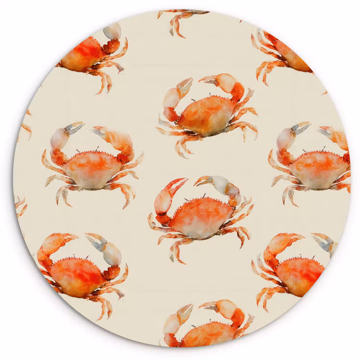 Krabben - Patroon - Oranje Wandcirkel kunststof plaat 5mm dik klein 188 -3d