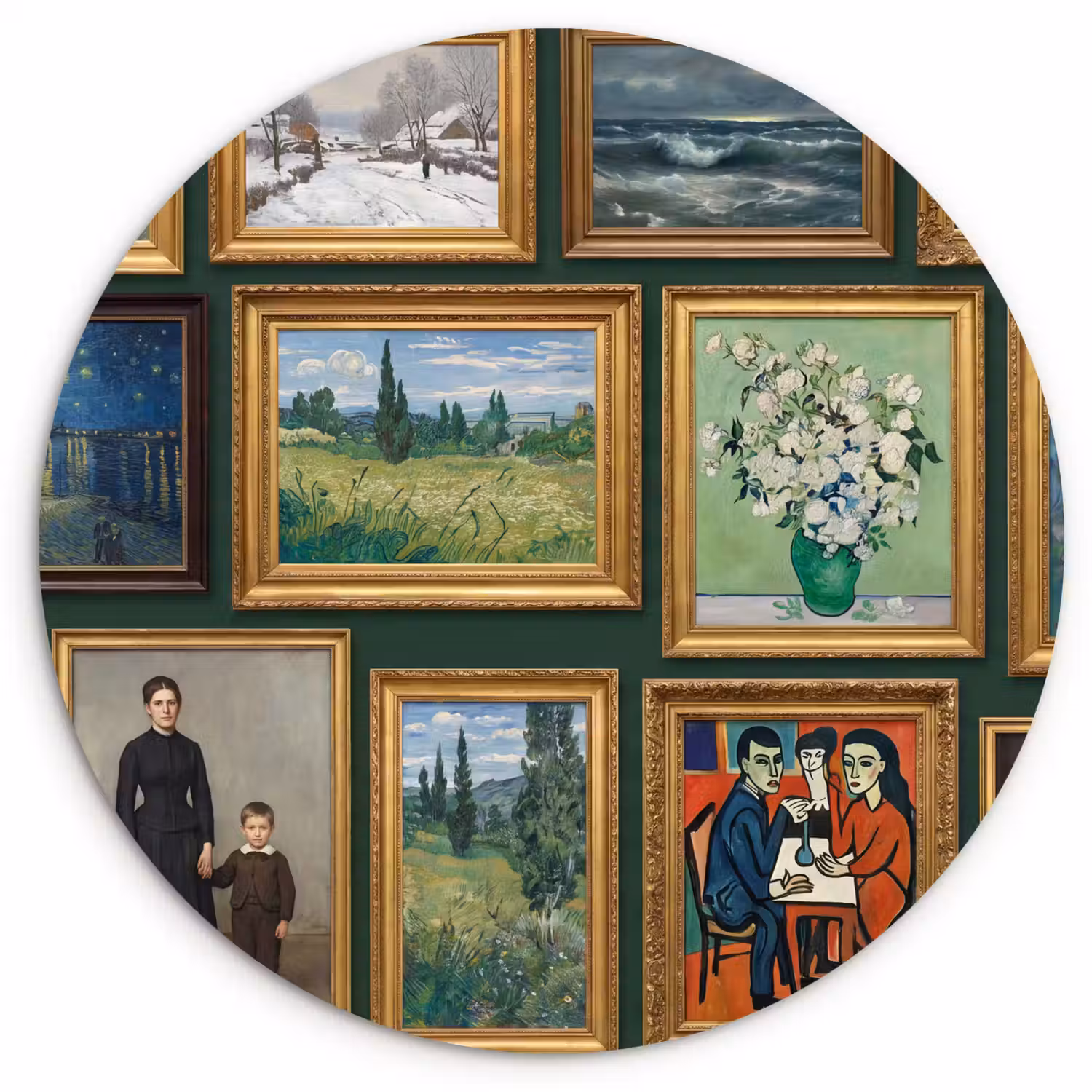 Kunst - Schilderijen - Collectie - Klassiek - Groen Wandcirkel kunststof plaat 5mm dik klein -3d