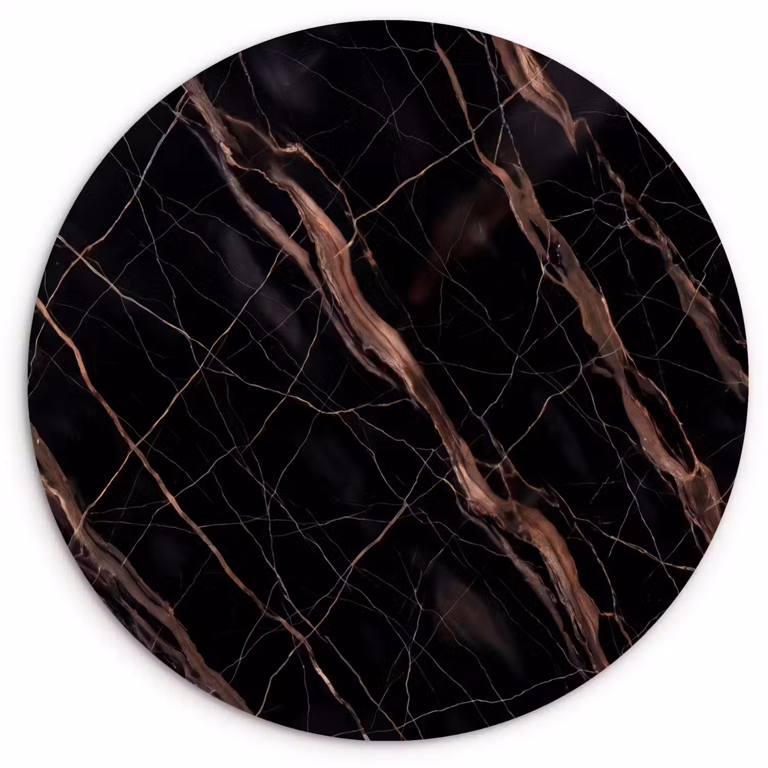 Marmer - Goud - Patroon - Luxe - Zwart Wandcirkel kunststof plaat 5mm dik klein -3d