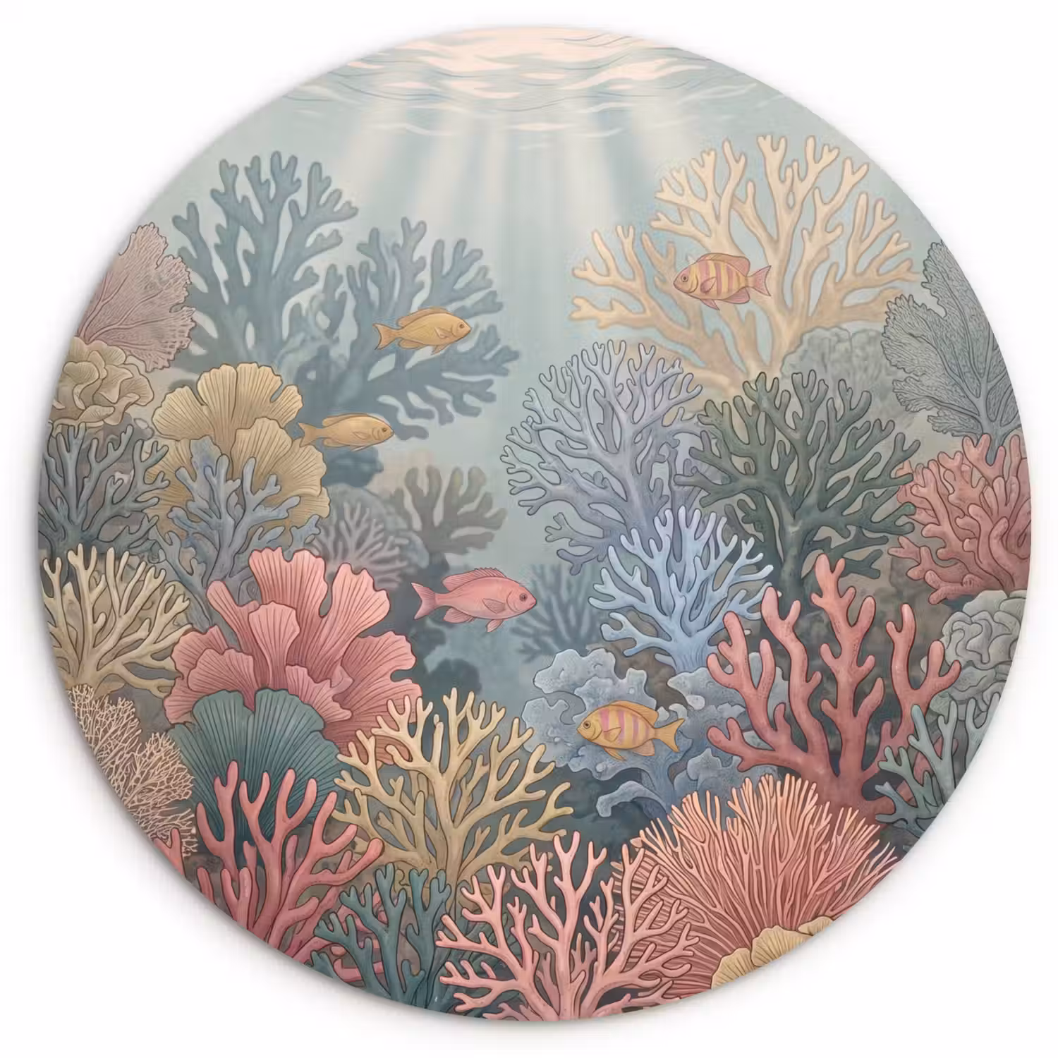 Zee - Koraal - Vis - Natuur - Kleurrijk Wandcirkel kunststof plaat 5mm dik klein -3d