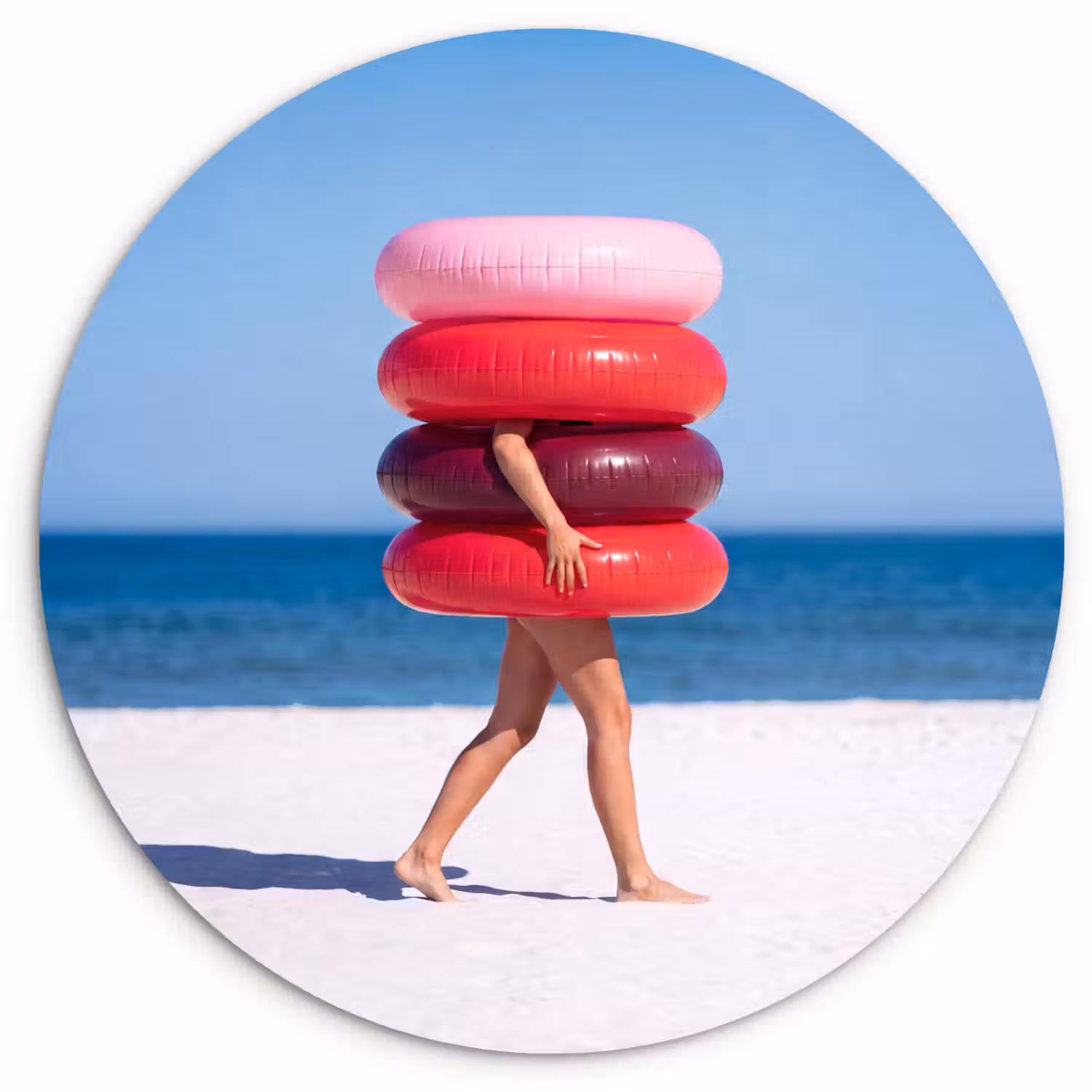 Mensen - Strand - Zomer - Recreatie - Kleurrijk Wandcirkel kunststof plaat 5mm dik klein -3d