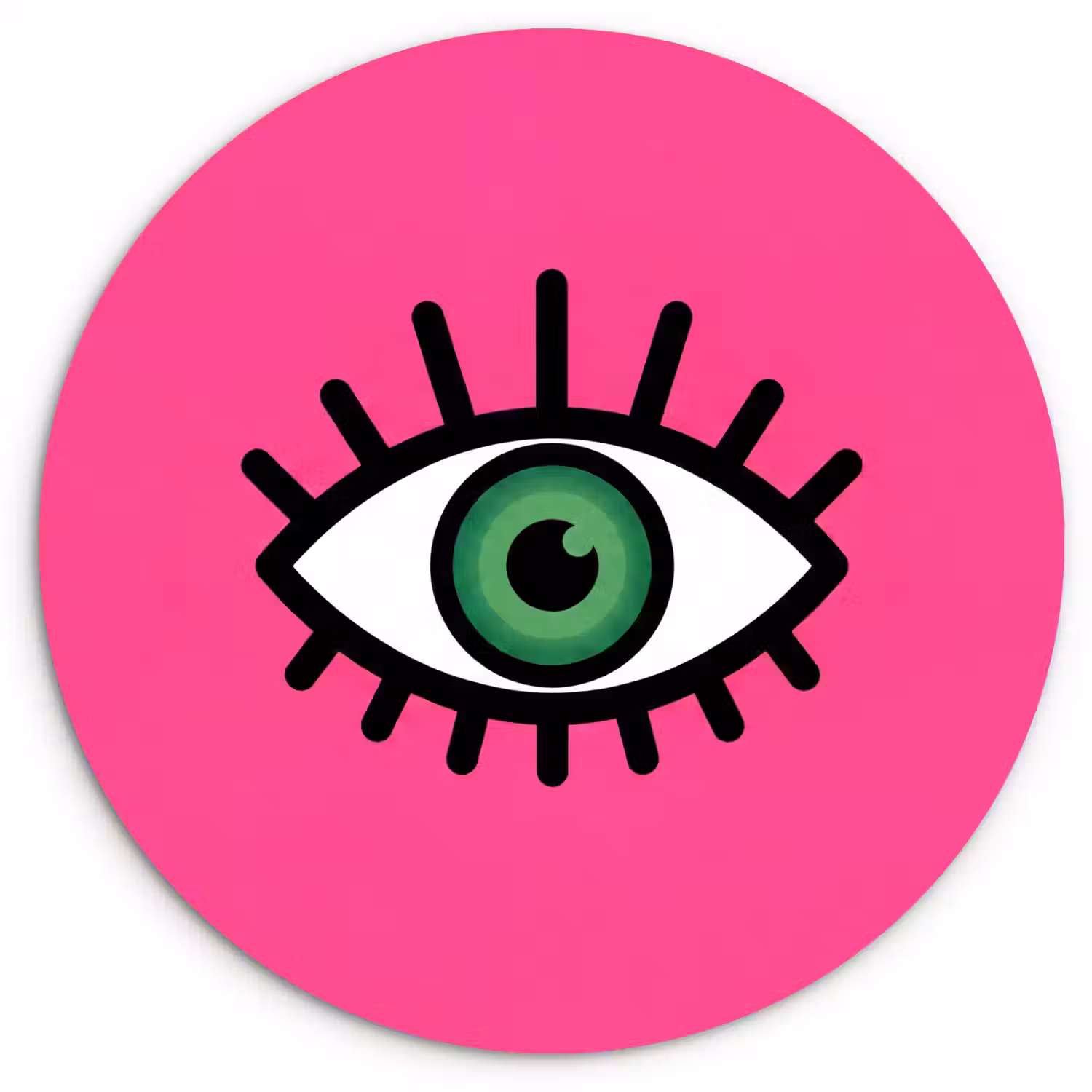 Minimalistisch - Oog - Roze Wandcirkel kunststof plaat 5mm dik klein -3d