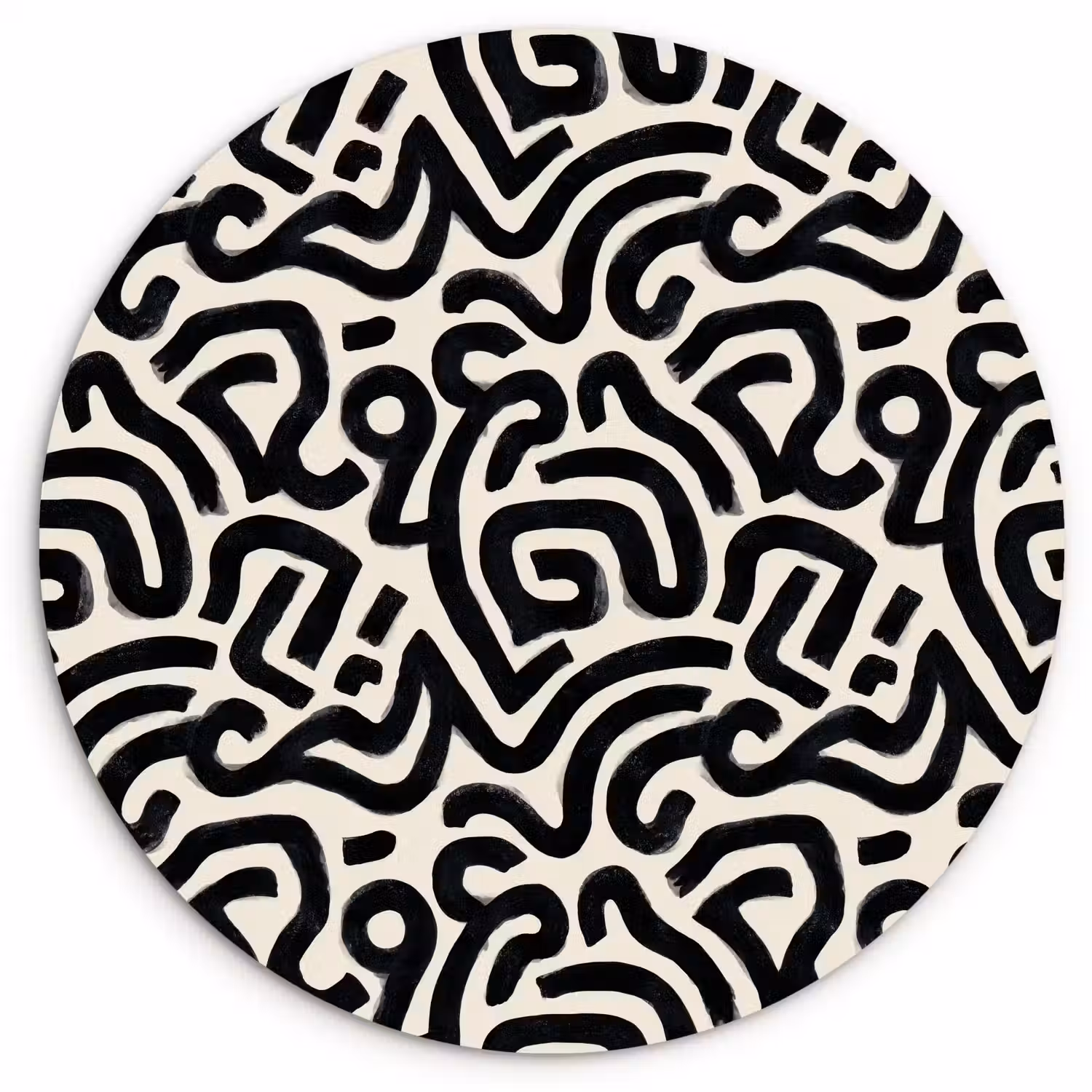 Modern - Abstract - Zwart Wandcirkel kunststof plaat 5mm dik klein 188 -3d