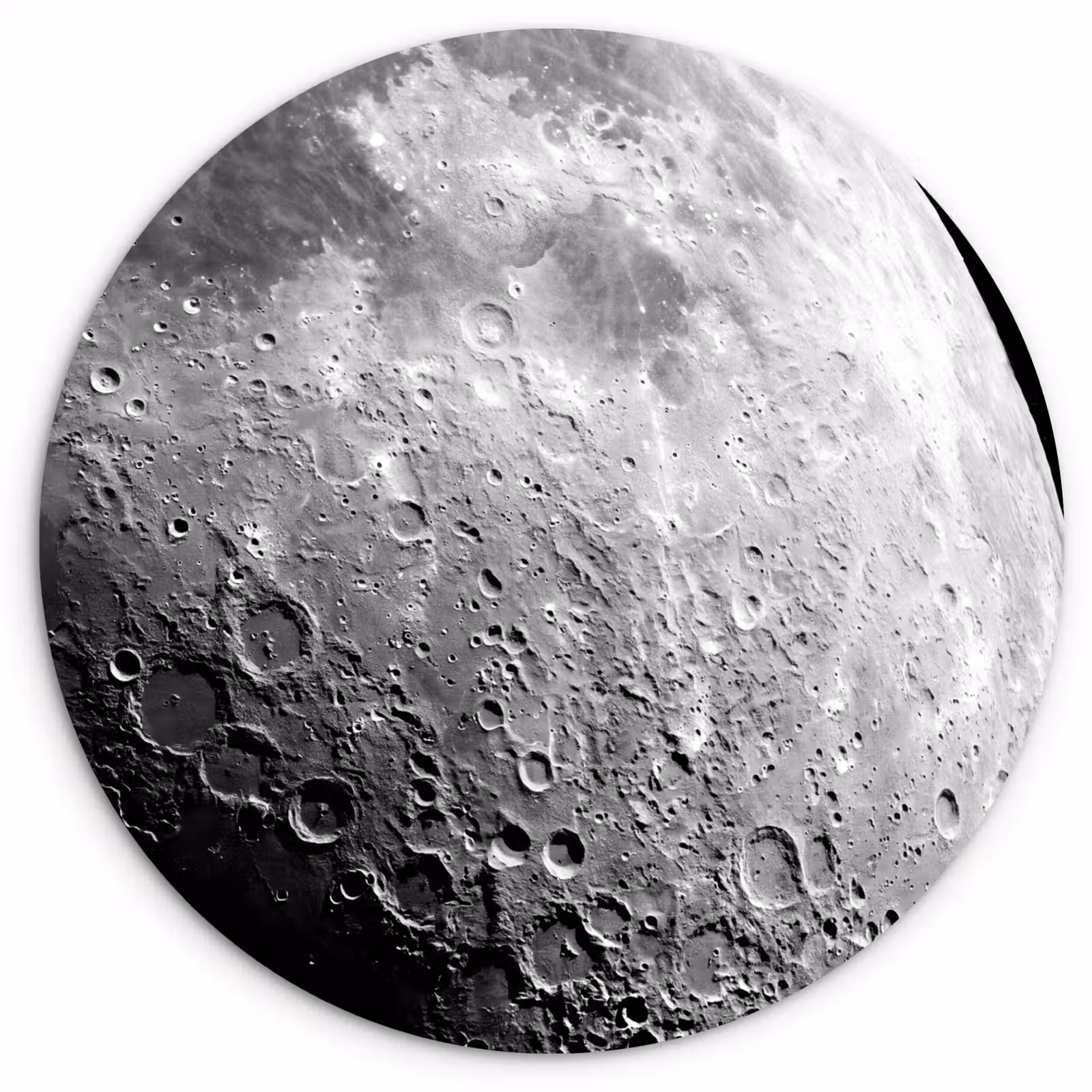 Forexbild Rund - Mond – Krater – Weltraum - Maan - Kraters - Ruimte Wandcirkel kunststof plaat 5mm dik klein