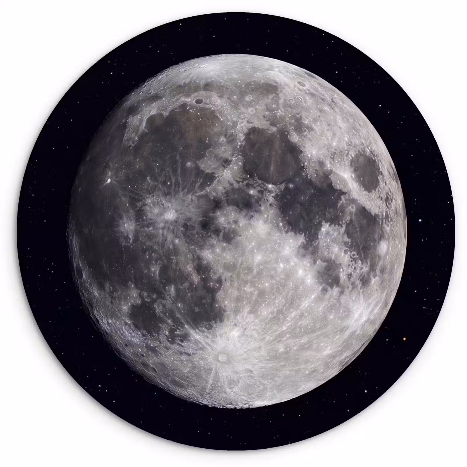 Forexbild Rund - Mond – Sterne – Weltraum - Maan - Sterren - Ruimte Wandcirkel kunststof plaat 5mm dik klein
