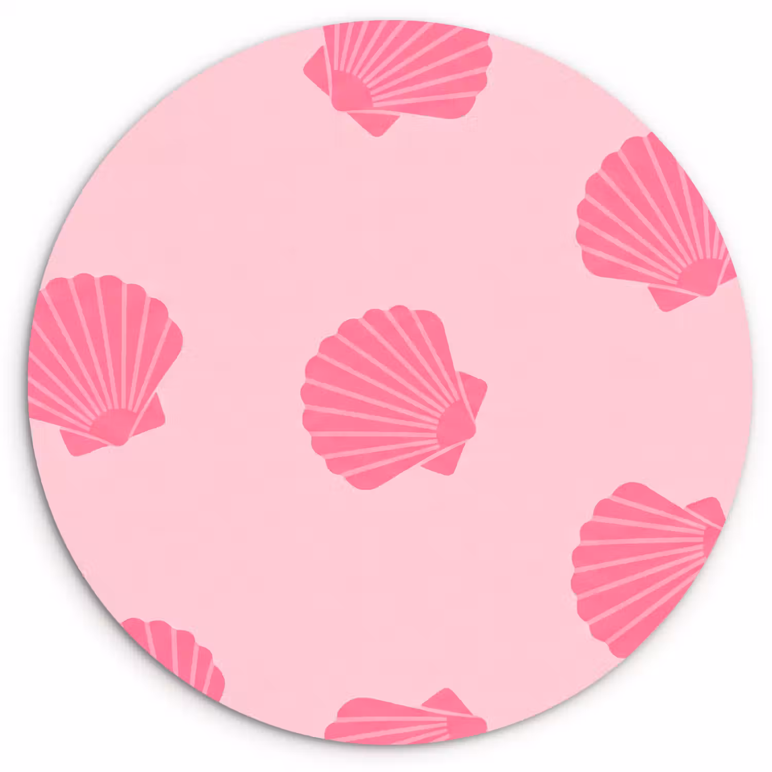 Schelp - Patroon - Zee - Modern - Roze Wandcirkel kunststof plaat 5mm dik klein -3d