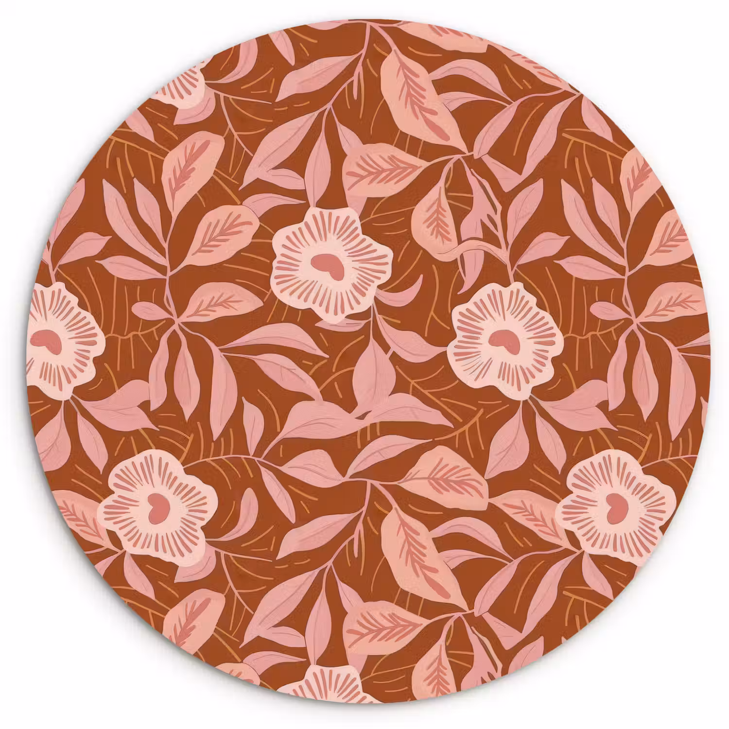 Patroon - Bladeren - Terracotta Wandcirkel kunststof plaat 5mm dik klein 188 -3d