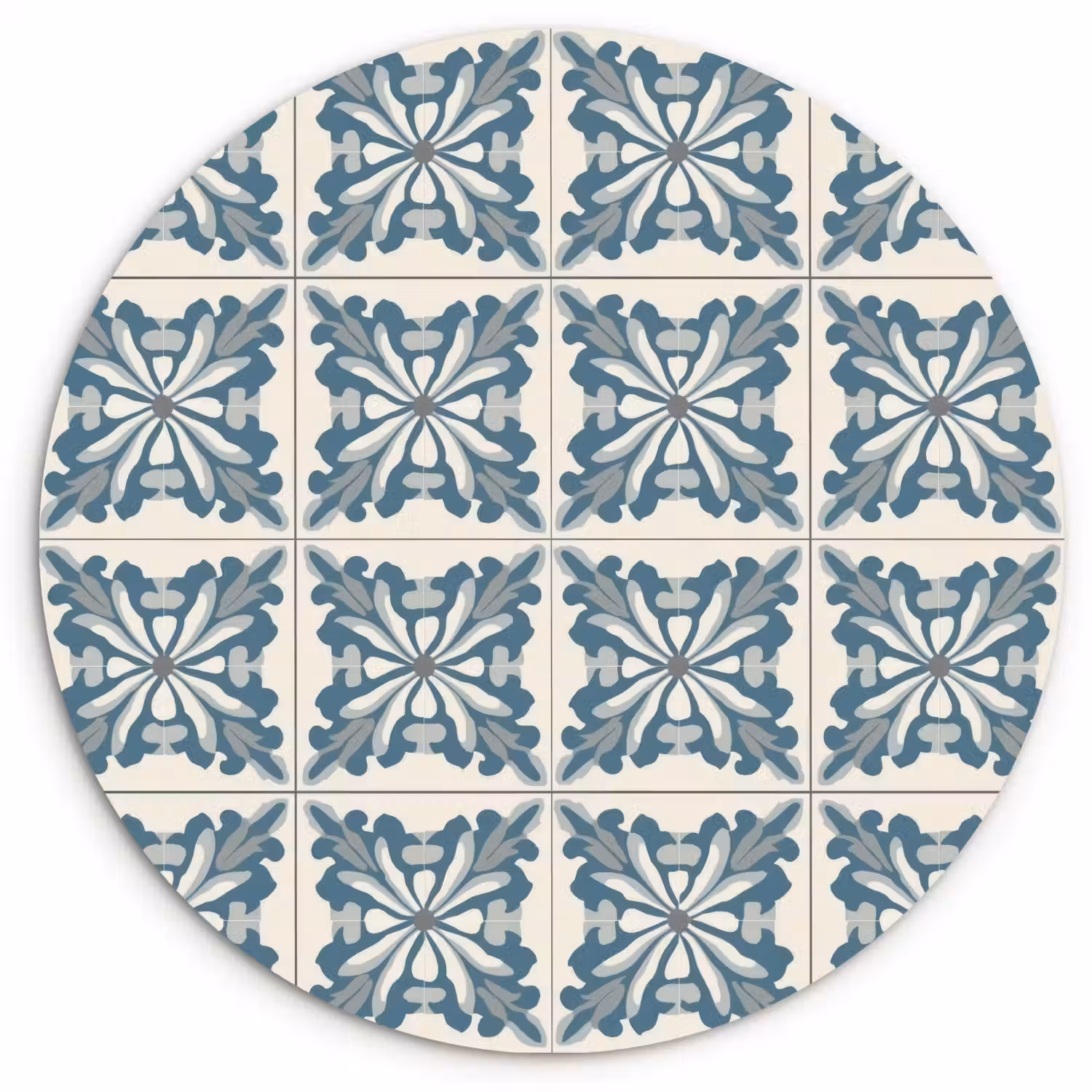 Dessin - Tegel - Blauw Wandcirkel kunststof plaat 5mm dik klein 188 -3d